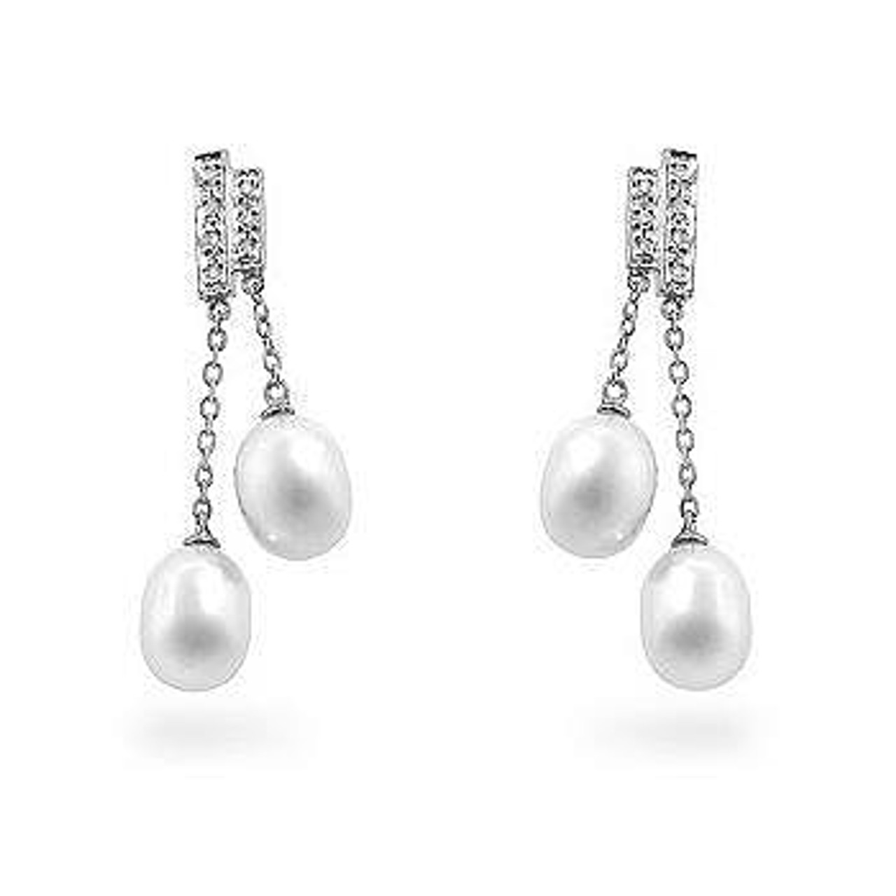 Pearl Diamond Dangles