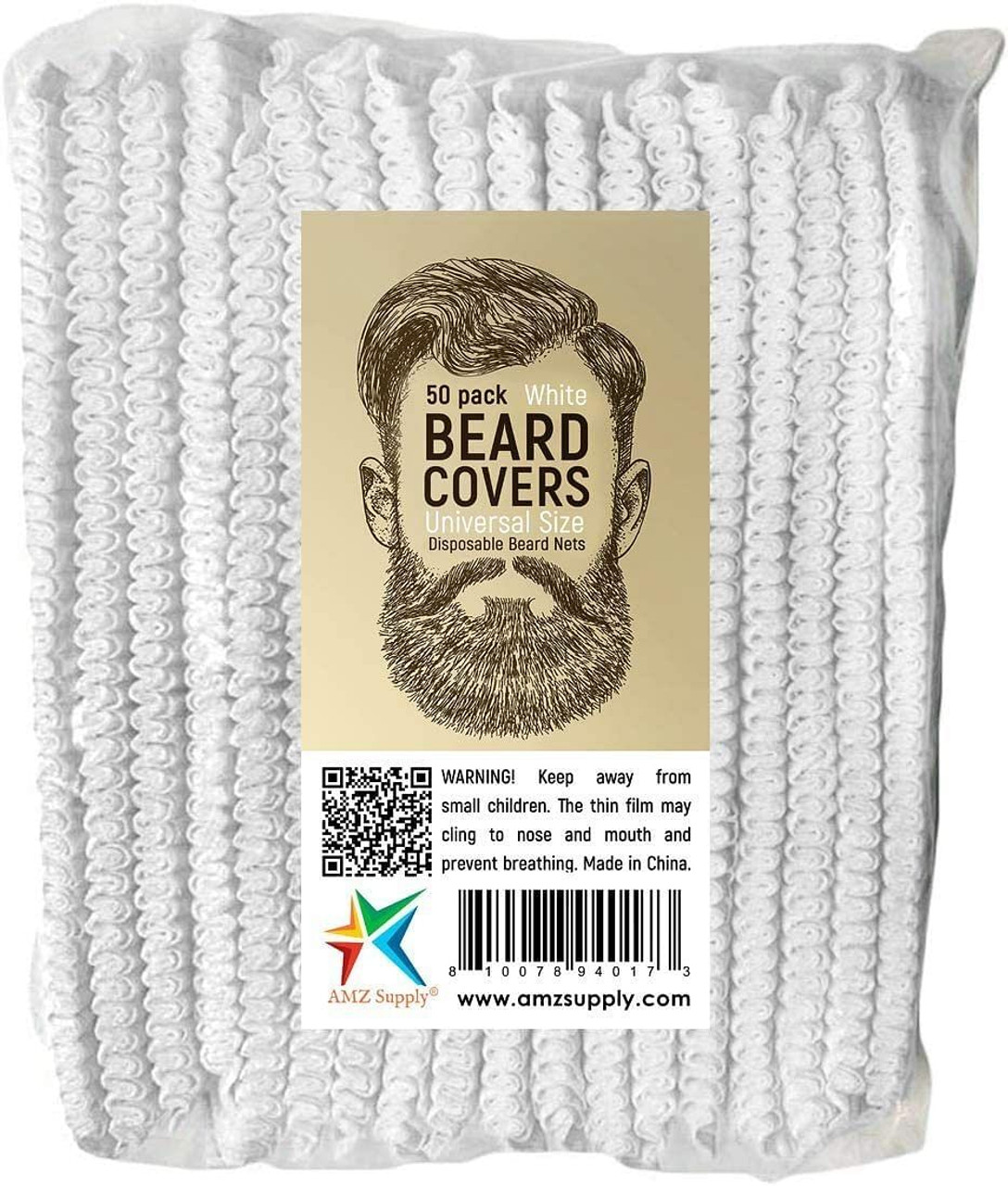 White Beard Covers for Men 18"; 50 Pack of Polypropylene Beard Cover Protector; Beard Guard; Blue N