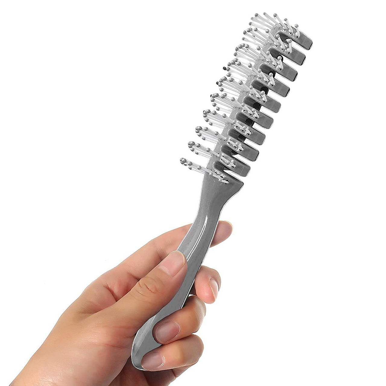 Gray Hair Brush for Men and Women 8 Inch. Pack of 12 Plastic Vented Hair Brushes for All Hair Types