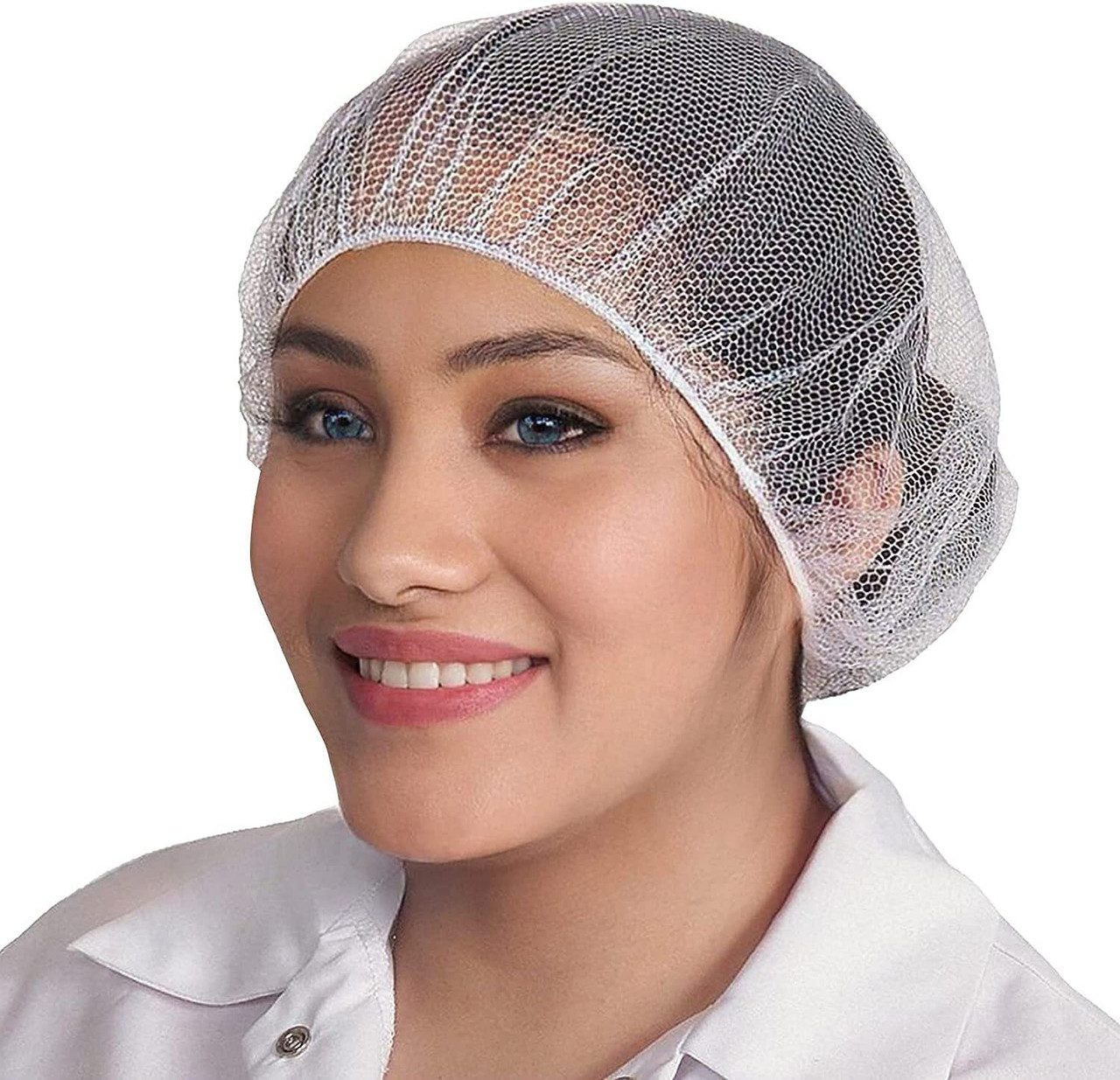 White Nylon Hair Nets 21" in Bulk. Pack of 1000 Disposable Hairnets Caps with Elastic Edge Mesh. St