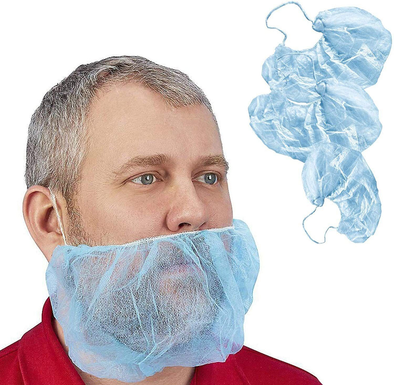 Disposable Beard Nets for Men 18"; Pack of 2000 White Beard Covers for Men; Thin PPE Beard Cover Pr