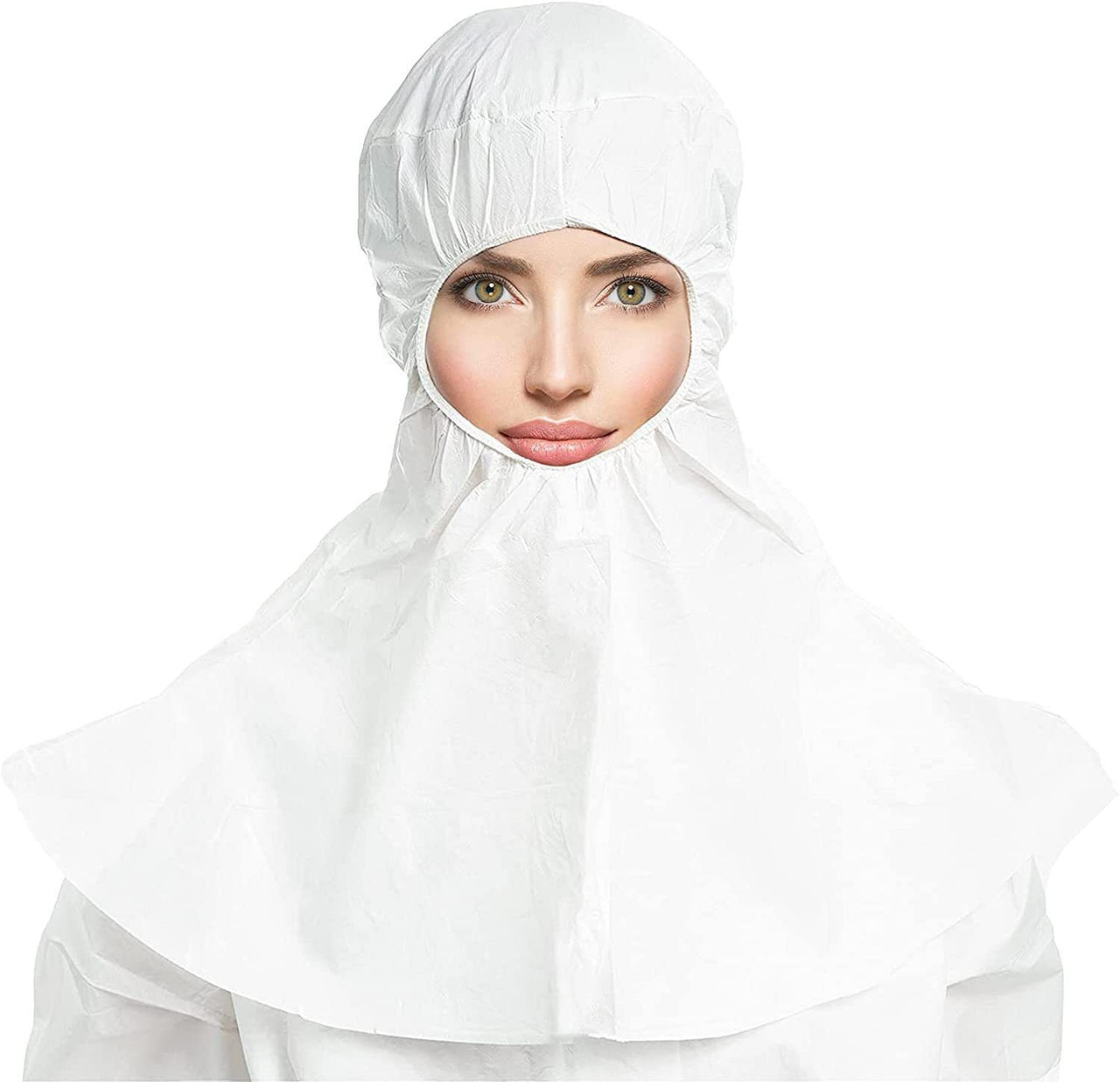Protective Hoods in Bulk. Pack of 100 Non-Sterile White Medium Microporous 60 gsm Hooded Caps. Disp