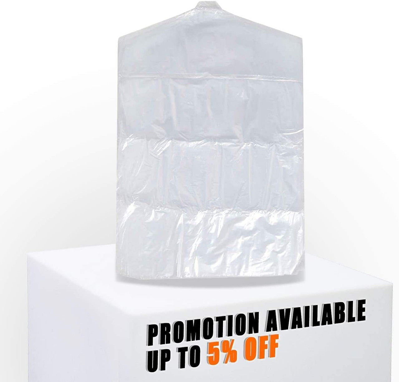 Roll of 350 Clear Garment Covers for Dry Cleaner 21 x 4 x 72 Poly 0.5 mil Storage Bags for Clothes 
