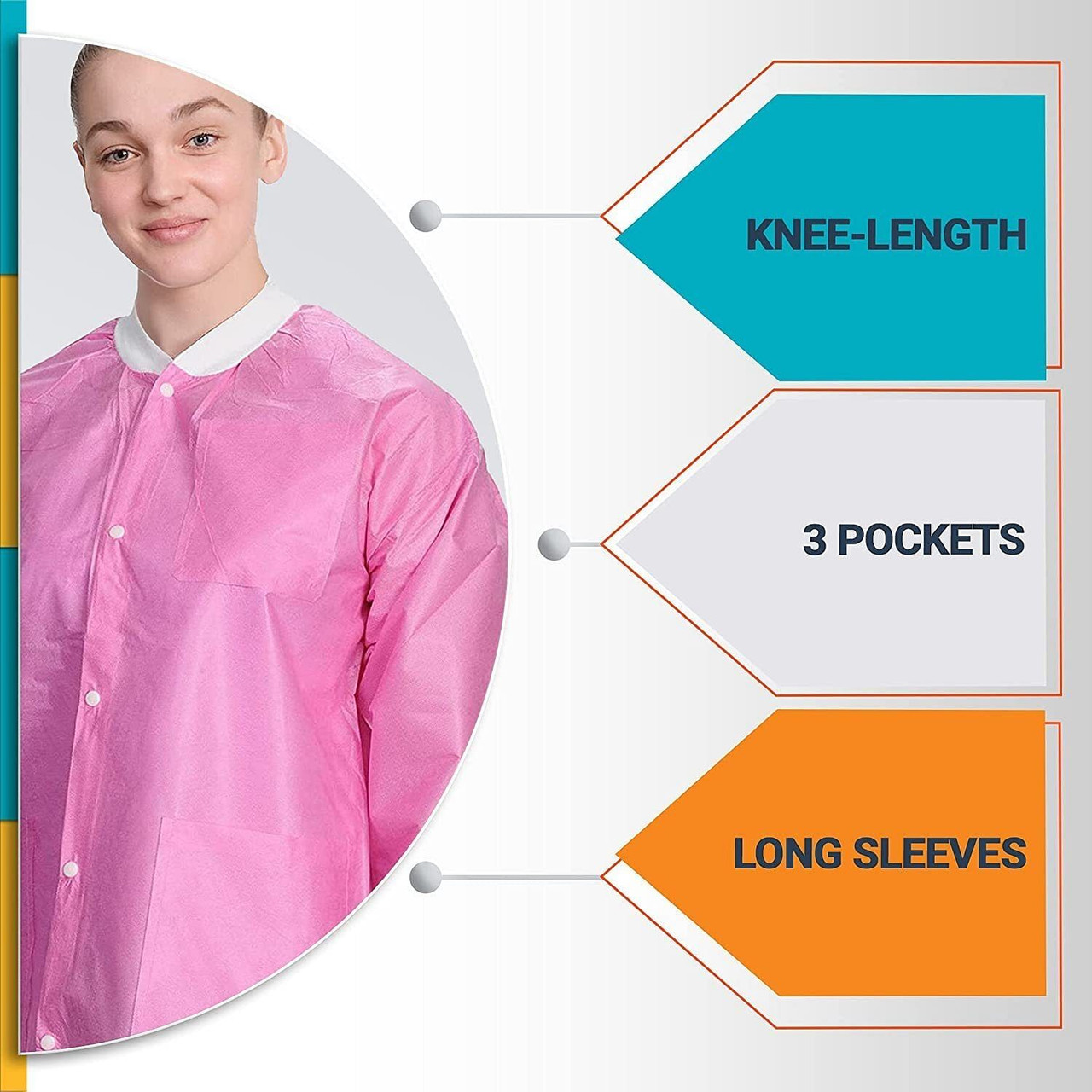 Disposable Lab Coats in Bulk. Pack of 50 Ceil Blue Work Gowns XX-Large. SMS 50 gsm Protective Cloth