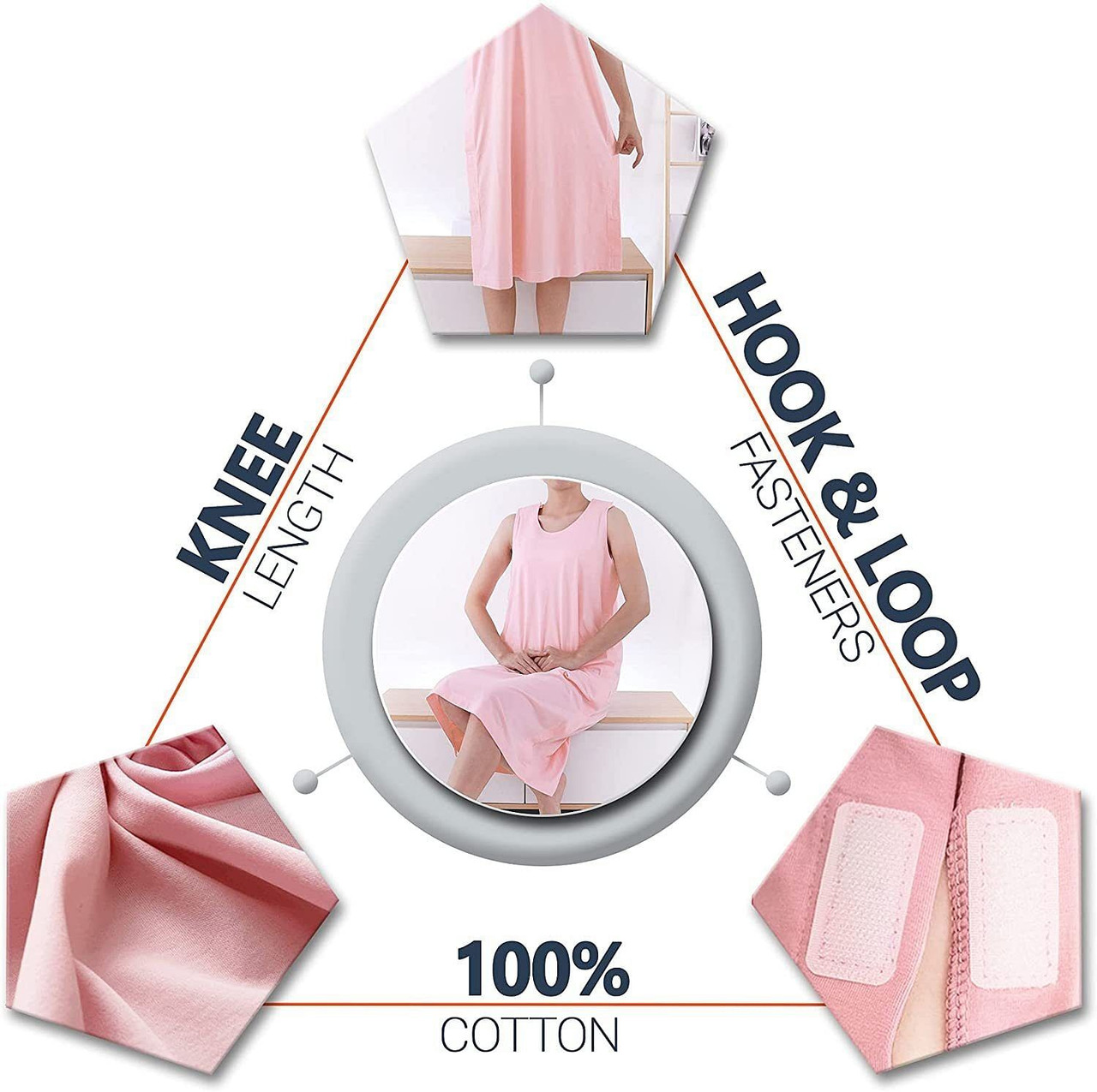 Pink 100% Cotton Hospital Gown. Medium Patient Robe for Women. Women's Clothing after Surgery.
