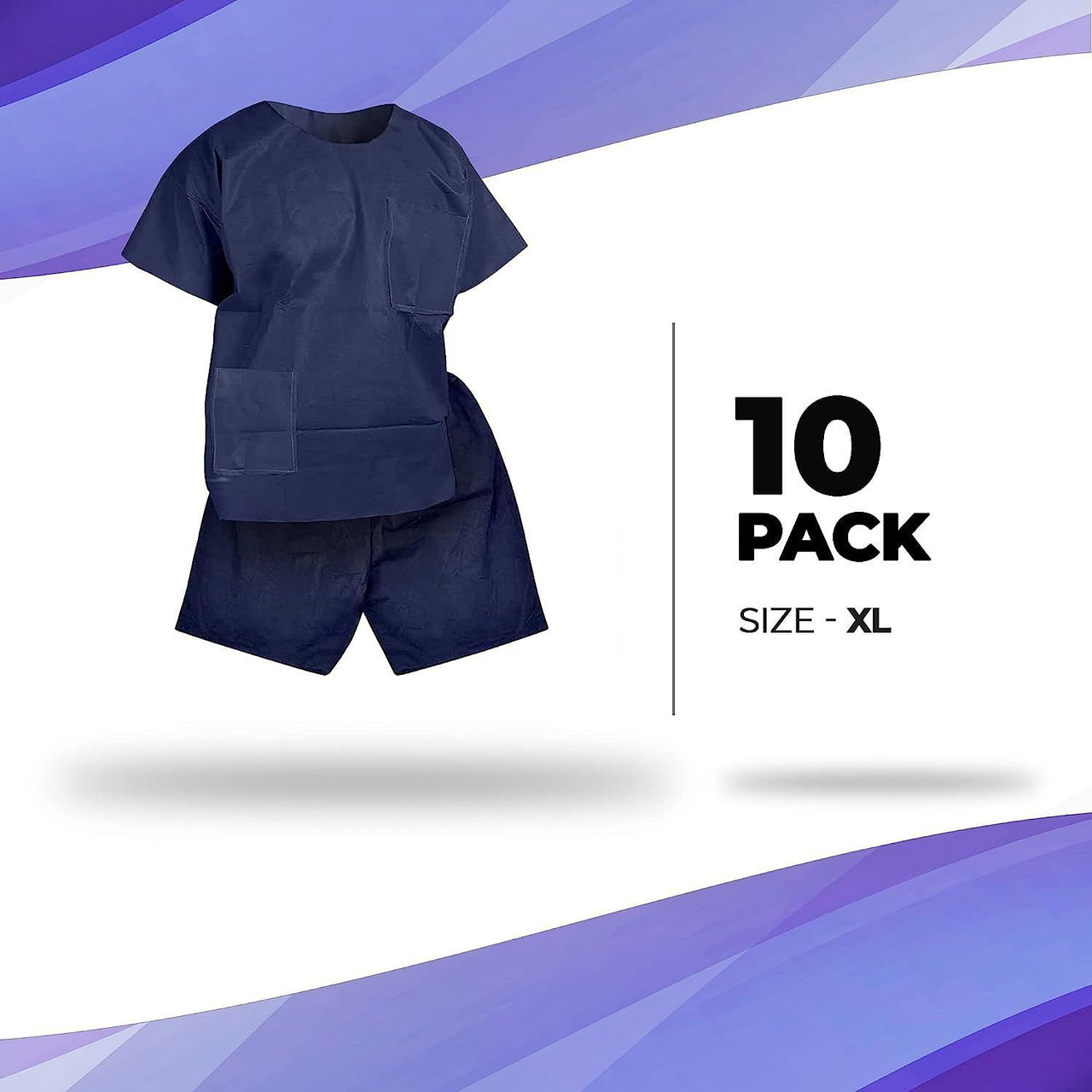 Disposable Scrubs Top and Bottom X-Large. Polypropylene Shirts and Shorts. Pack of 10 of Medical Sc