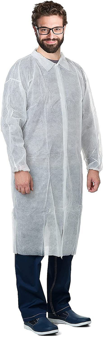 Disposable Lab Coats for Adults XXL-Size 41" Long; Pack of 40 Blue Medical PPE Coat 40 GSM; Waterpr