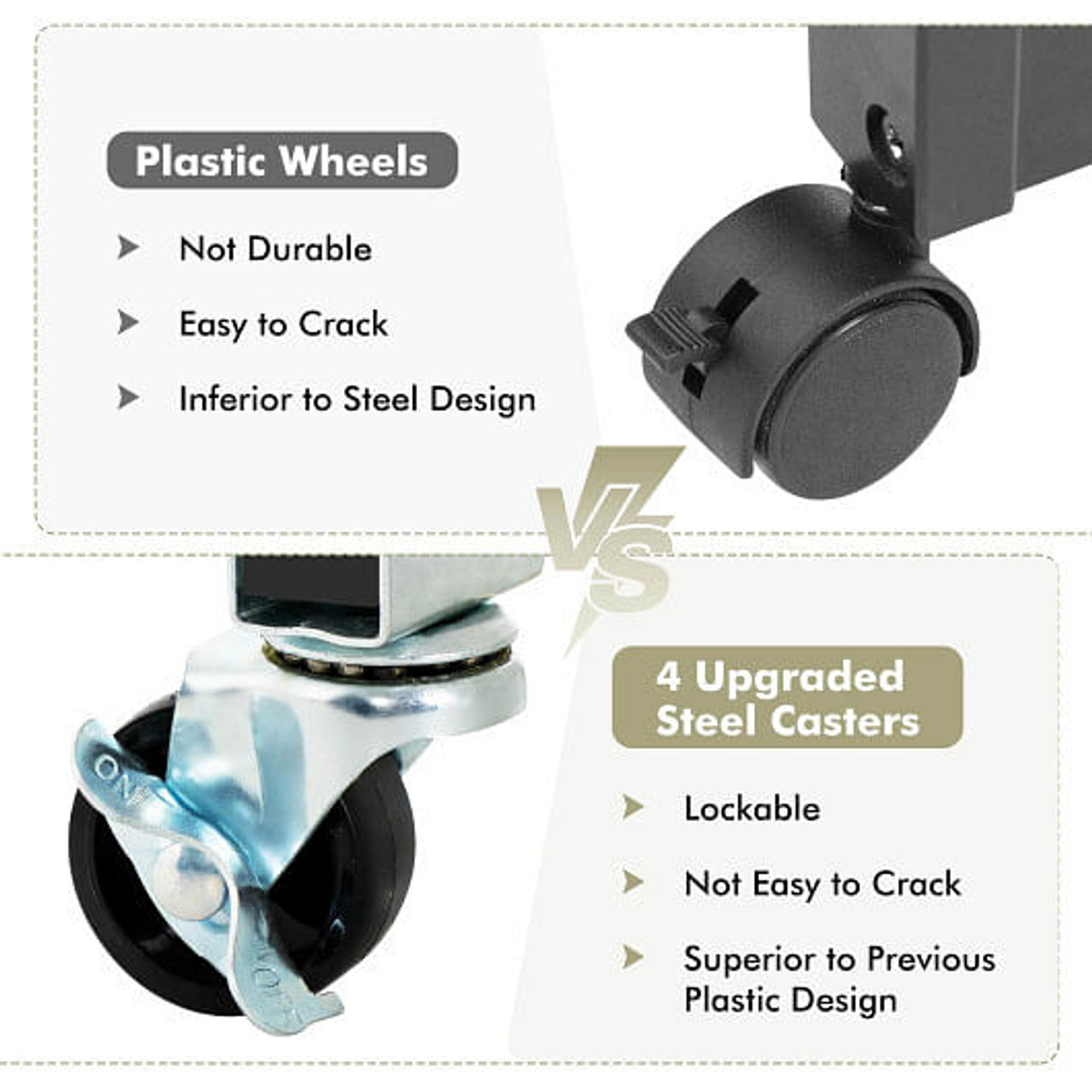 Kitchen Island Cart on Wheels with Rubber Wood Top and 3 Drawersand Removable Tray-Gray