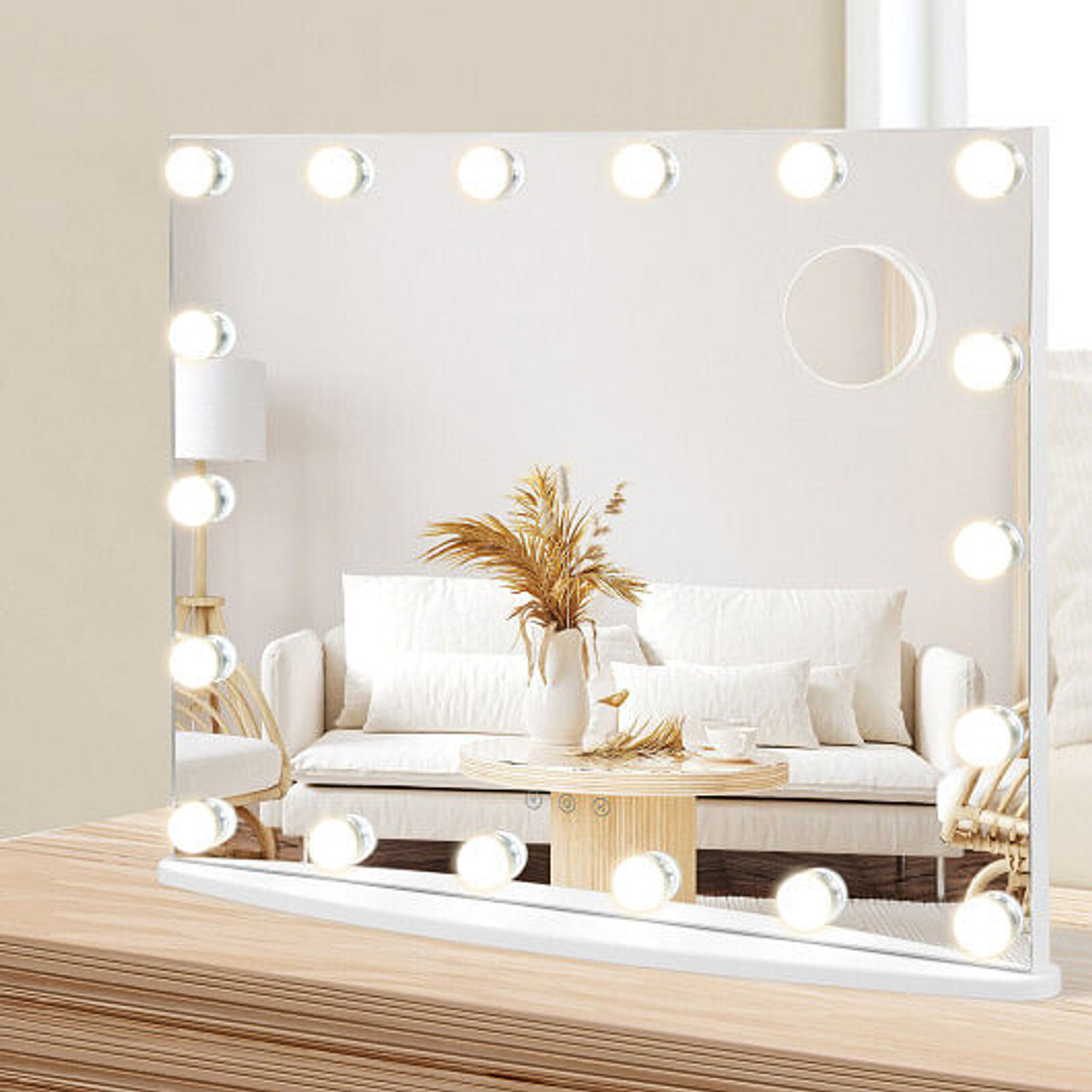 Vanity Mirror with 18 Dimmable LED Bulbs and 3 Color Lighting Modes-White