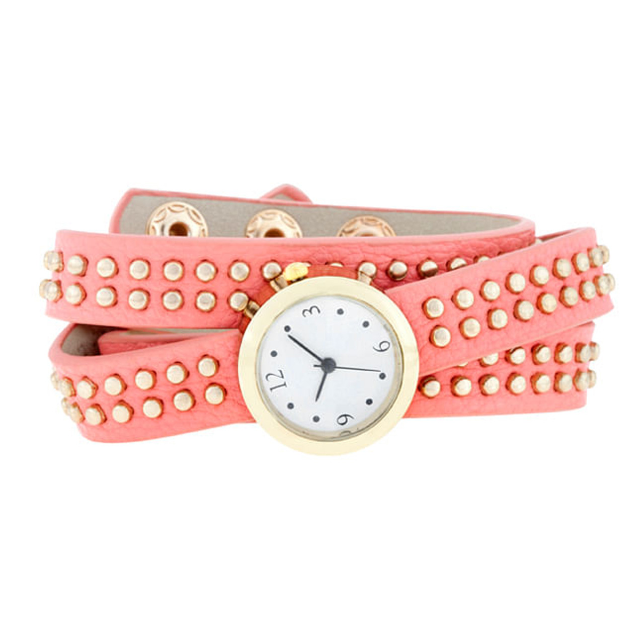 Pink Mini Studded Wrap Watch