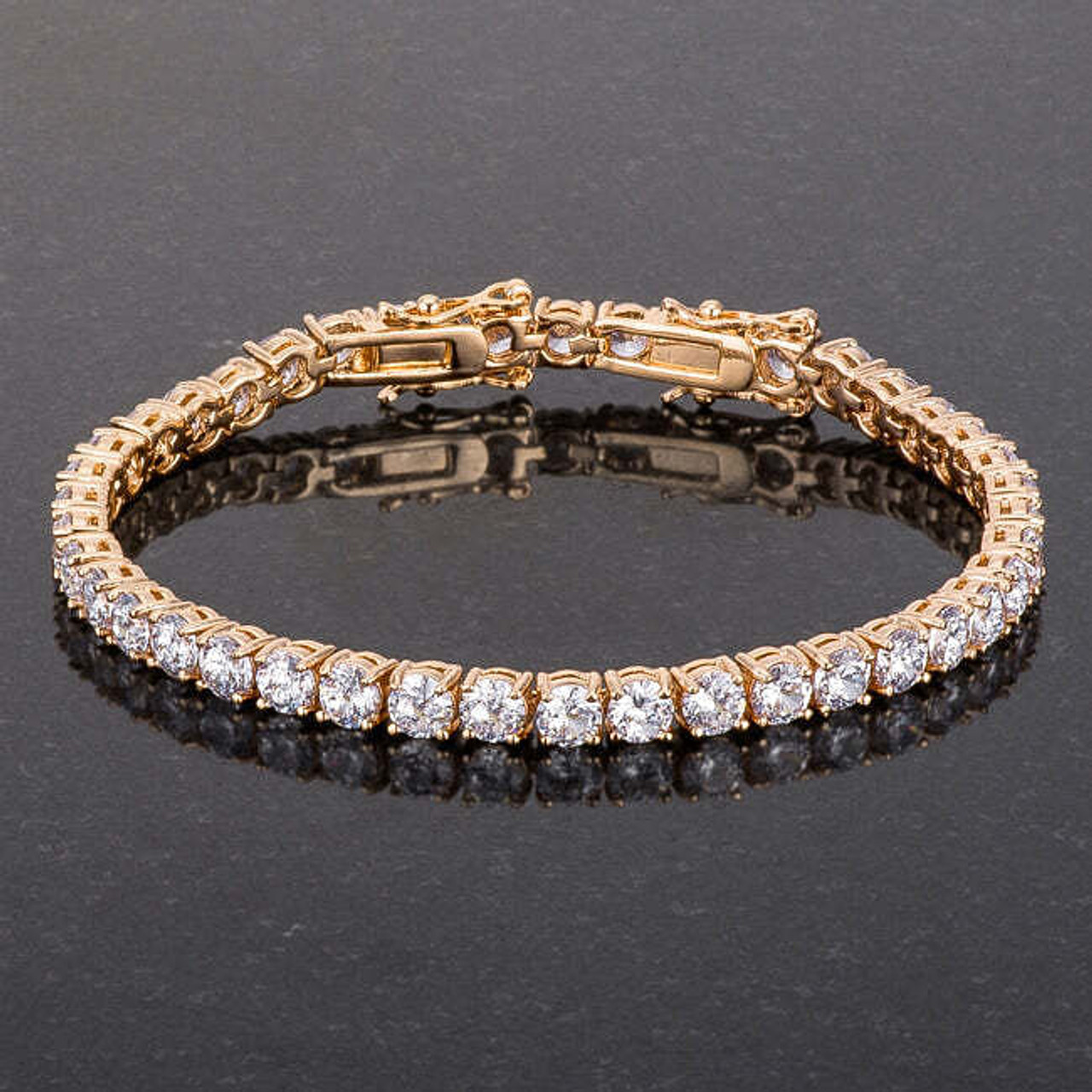 17.6 Ct Gold Plated Tennis Bracelet with Shimmering Round CZ