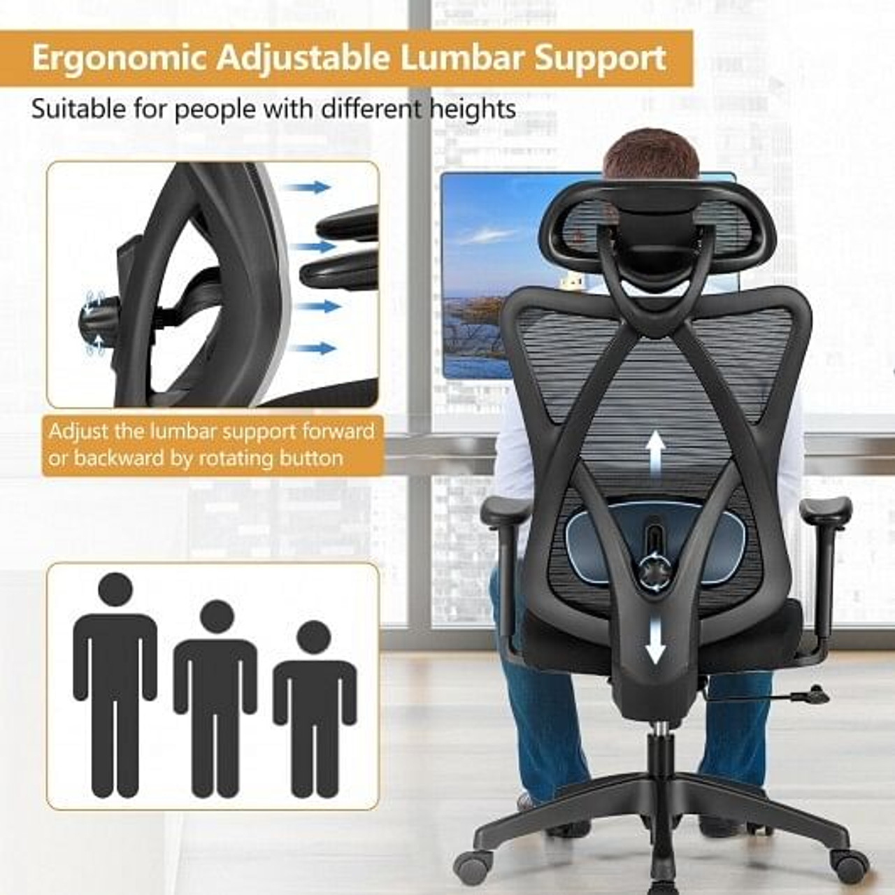 High Back Mesh Executive Chair with Adjustable Lumbar Support