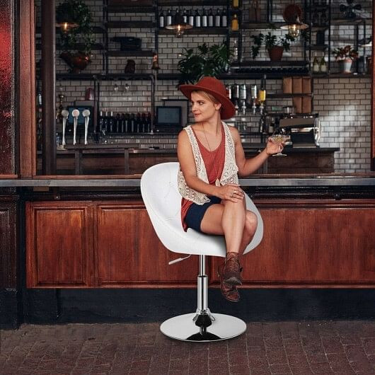 1 Piece Modern Adjustable Swivel Round PU Leather Chair-Black