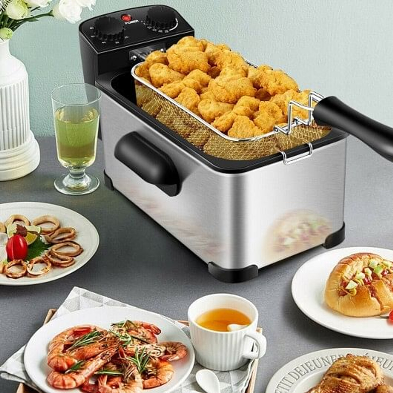 3.2 Quart Electric Stainless Steel Deep Fryer w/ Timer