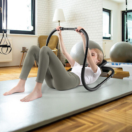 Portable AB Trainer with Headrest and Foam Handle for Office Home Gym-White