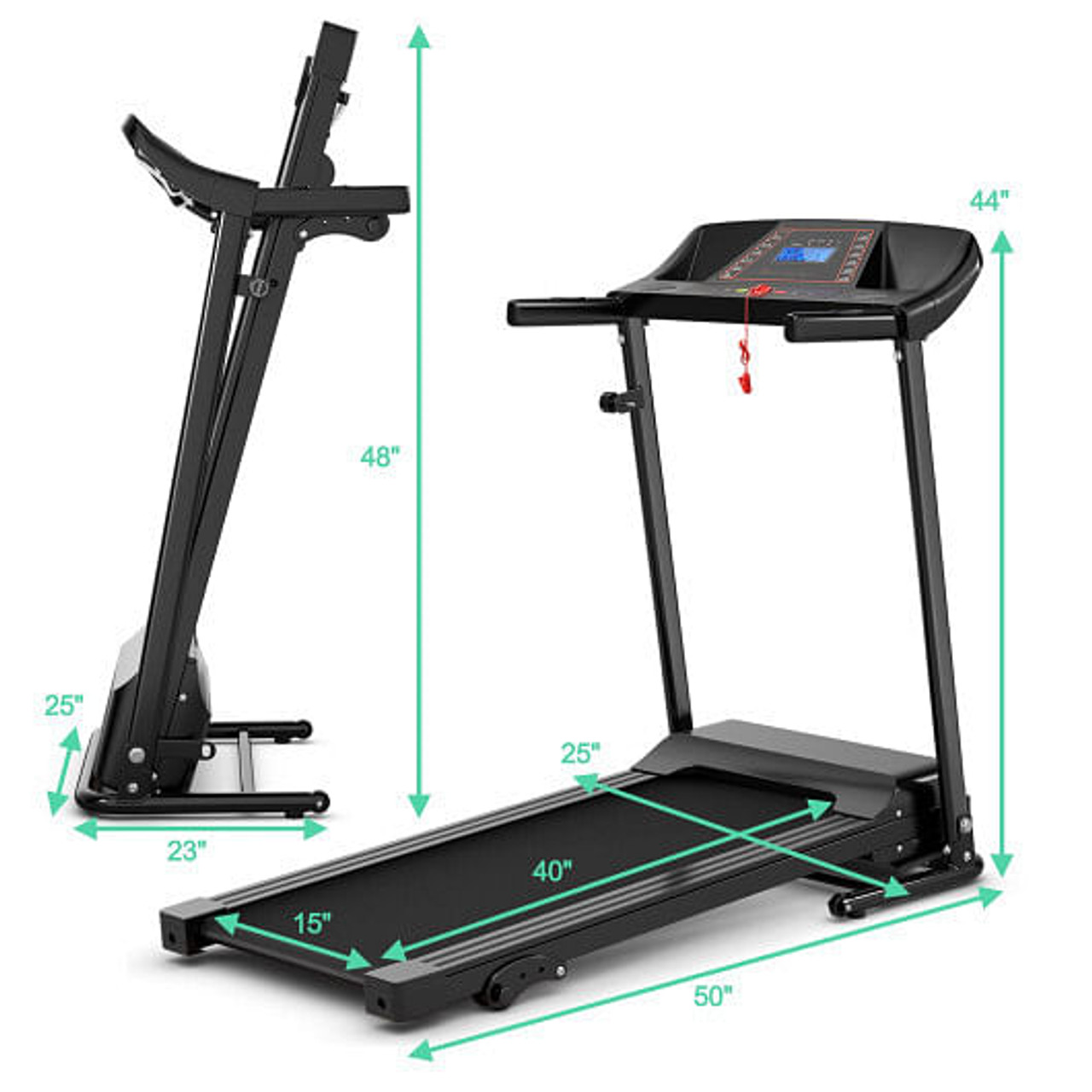 1.0 HP Foldable Treadmill Electric Support Mobile Power