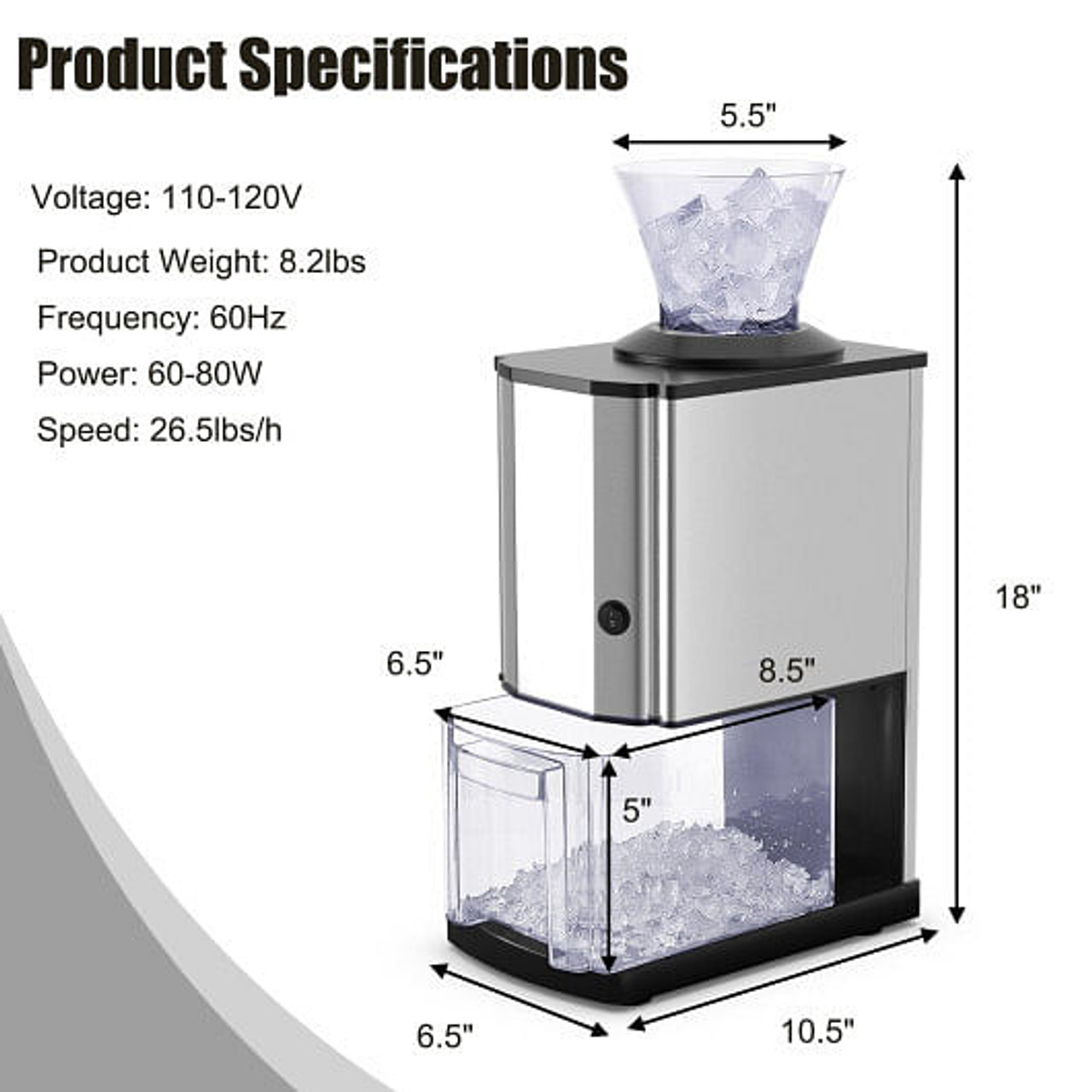 Electric Stainless Steel Professional Ice Crusher..