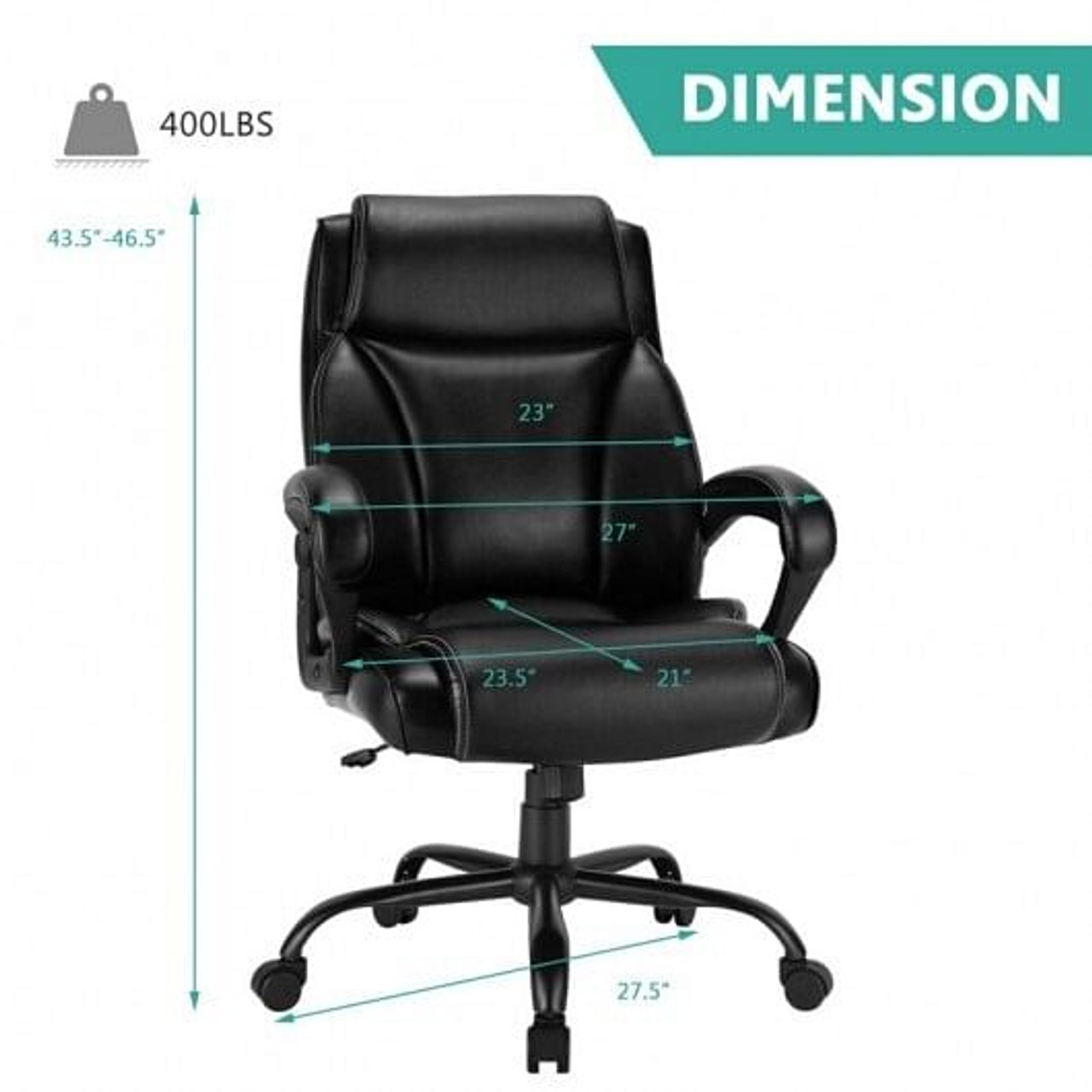 400 Pounds Big and Tall Adjustable High Back Leather Office Chair