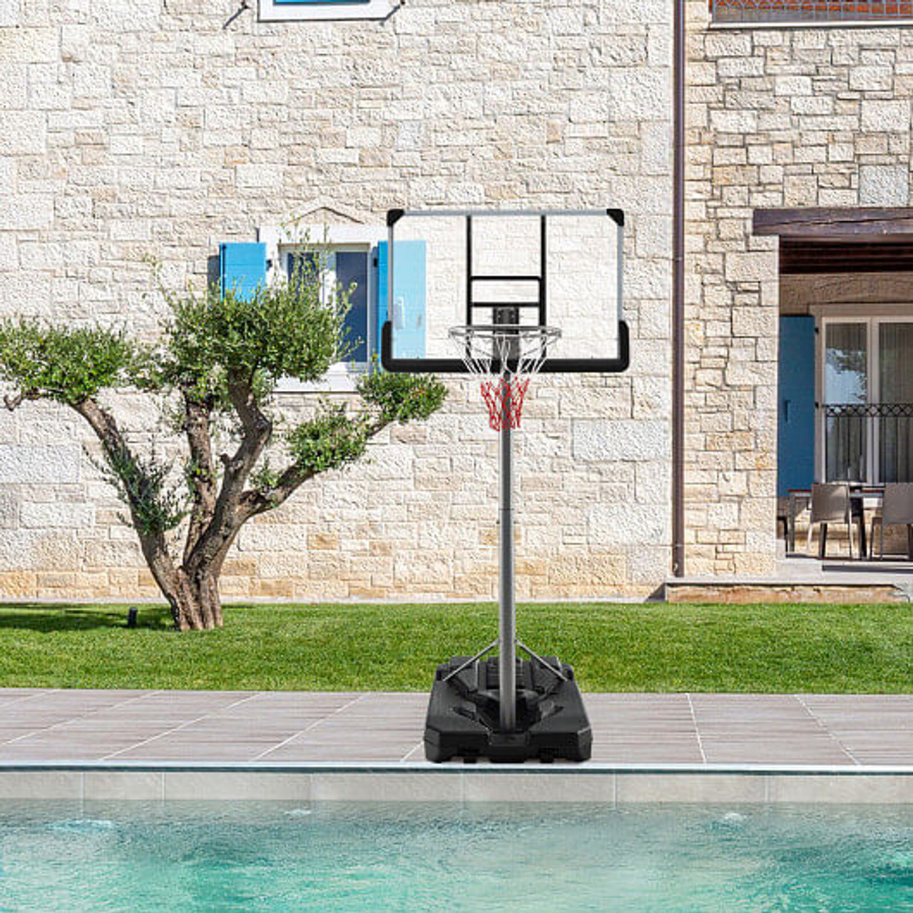 Basketball Hoop with 5.4-6.6FT Adjustable Height and 50" Backboard-Black