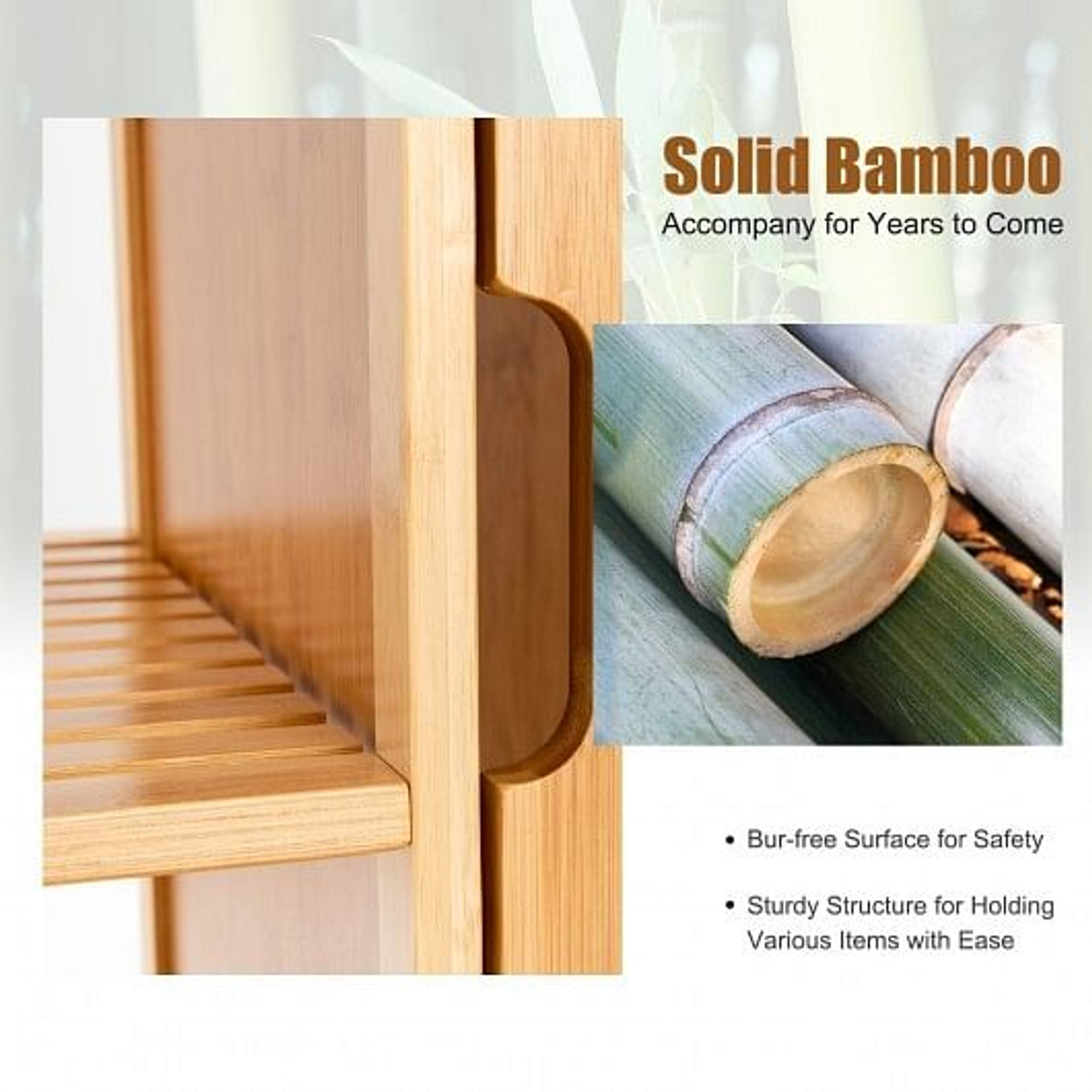 Bamboo Bathroom Storage Cabinet with Single Door-Natural