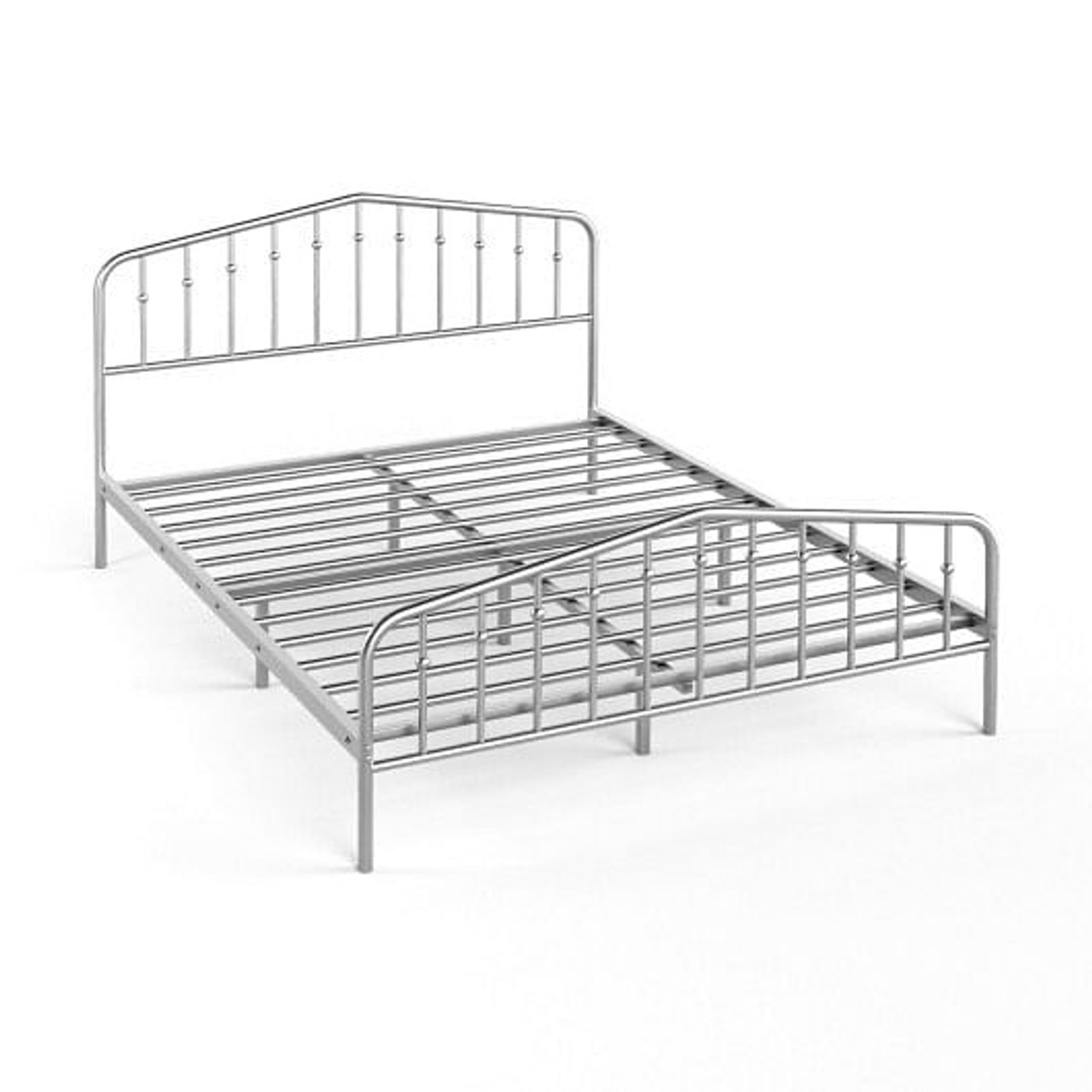 Queen Size Metal Bed Frame Platform Headboard and Footboard with Storage-Silver