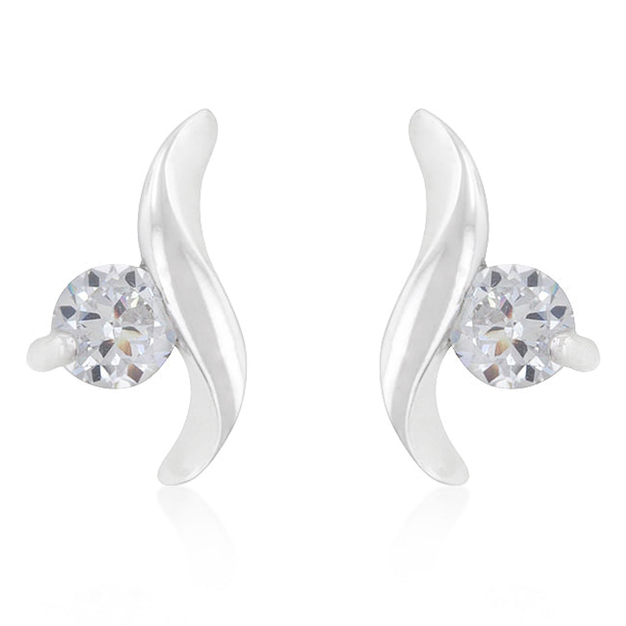 Twisting Solitaire Cubic Zirconia Earrings