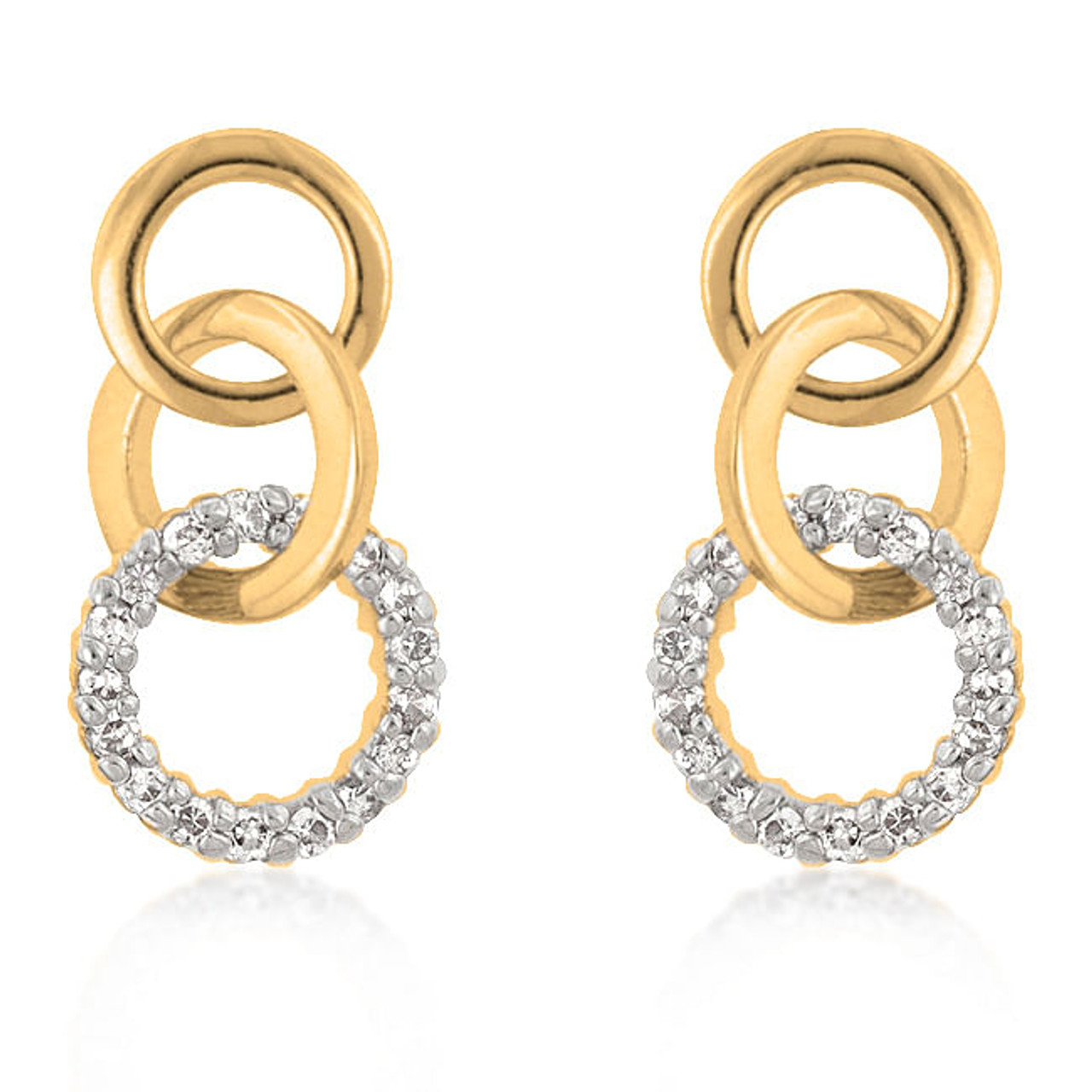 Goldtone Finish Triplet Hooplet Earrings