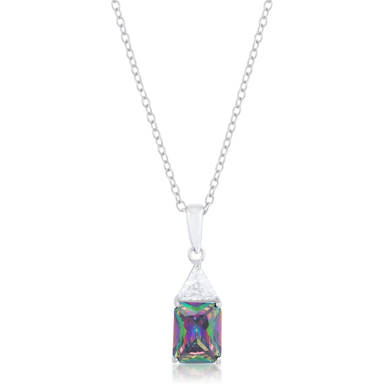 Classic Mystic Cubic Zirconia Rhodium Drop Necklace