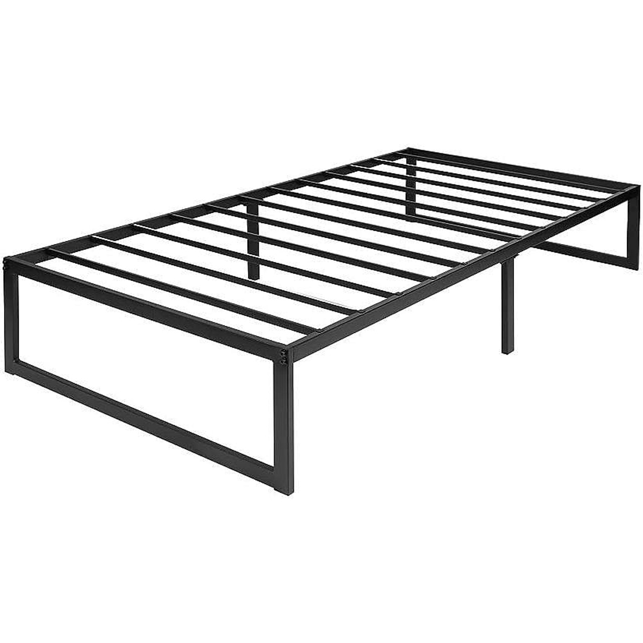 Twin Size 14 Inch Black Metal Steel Slat Platform Bed