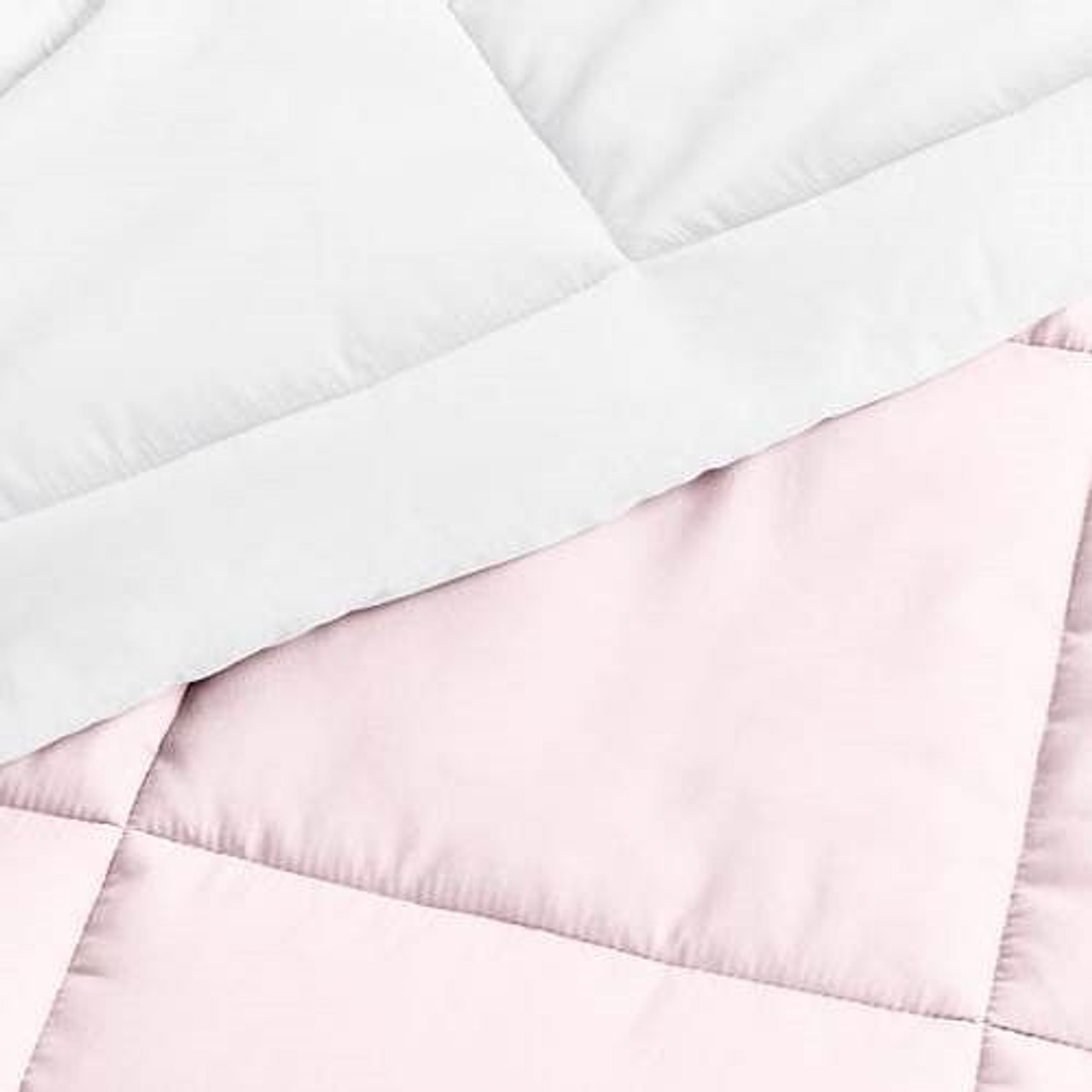 Twin/Twin XL 2-Piece Microfiber Reversible Comforter Set Blush Pink and White