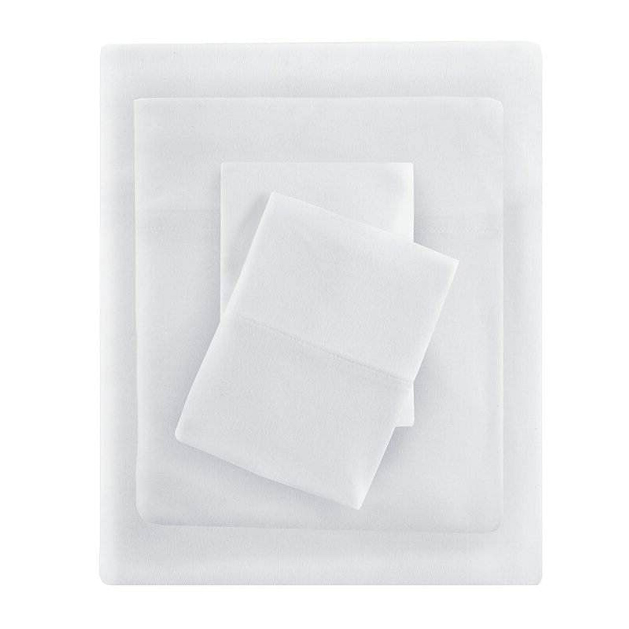 Twin Size 4-Piece Cotton Blend Jersey Sheet Set in White