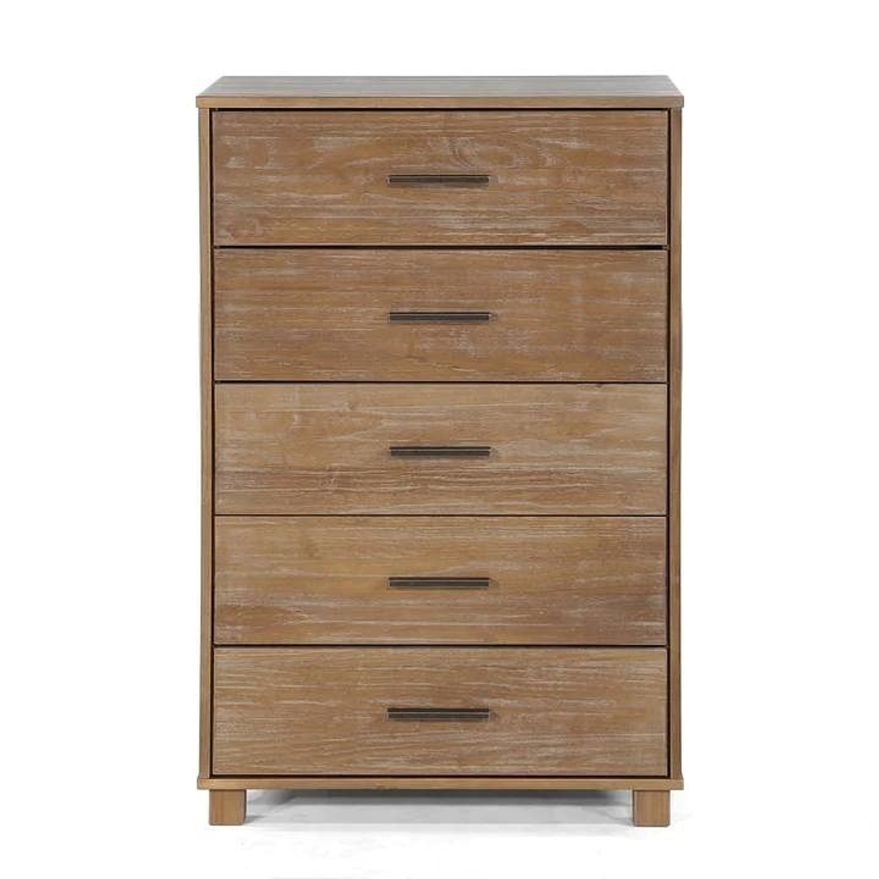 Modern Farmhouse Solid Wood 5 Drawer Bedroom Chest in Pine Finish