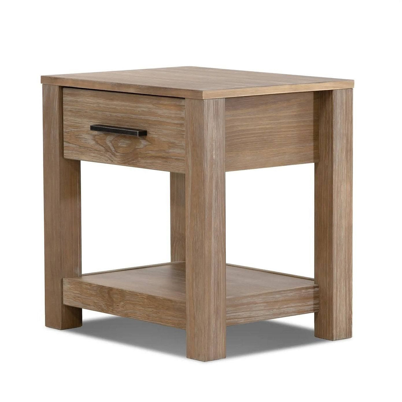 Farmhouse Traditional Rustic Pine Wood 1- Drawer Nightstand Bedside Table