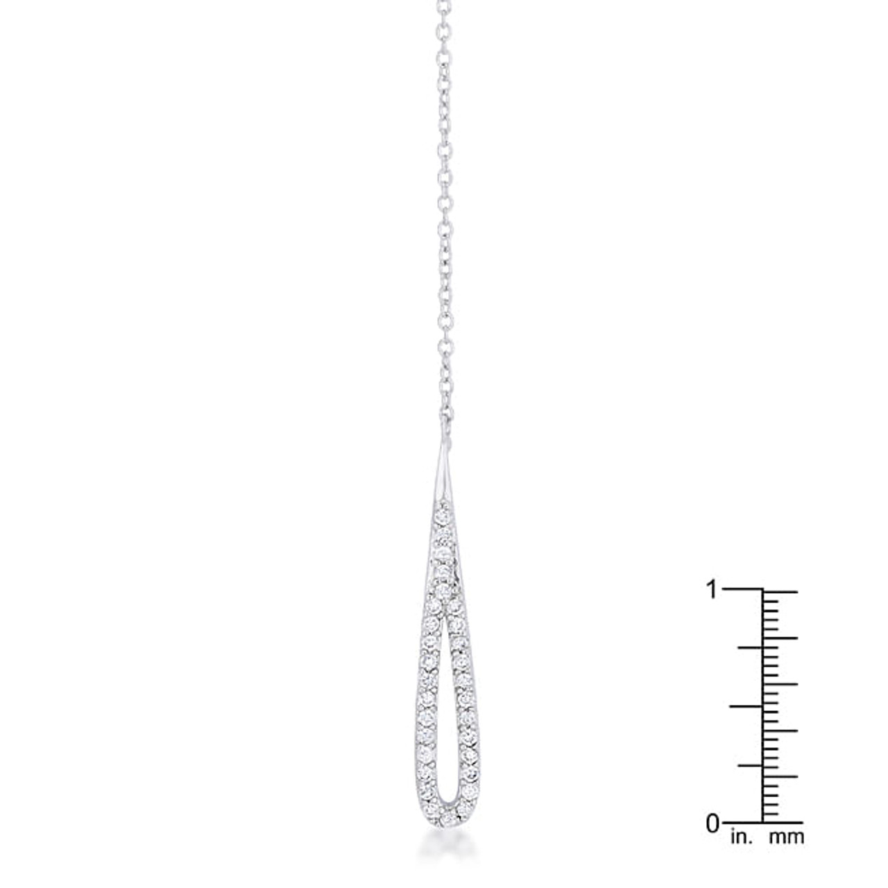 Chrisette 0.4ct CZ Rhodium Classic Drop Lariat Necklace