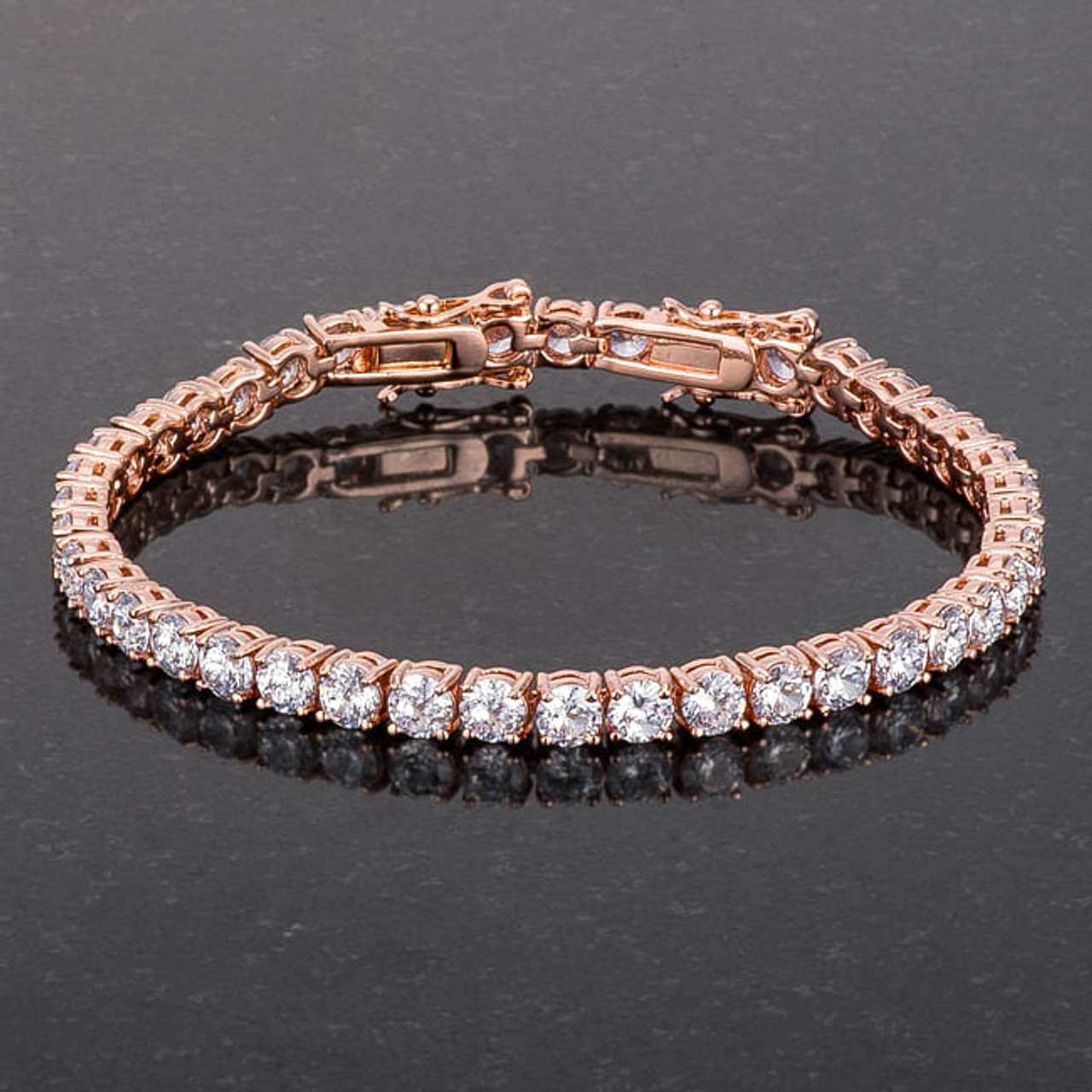 17.6 Ct Rosegold Tennis Bracelet with Shimmering Round CZ