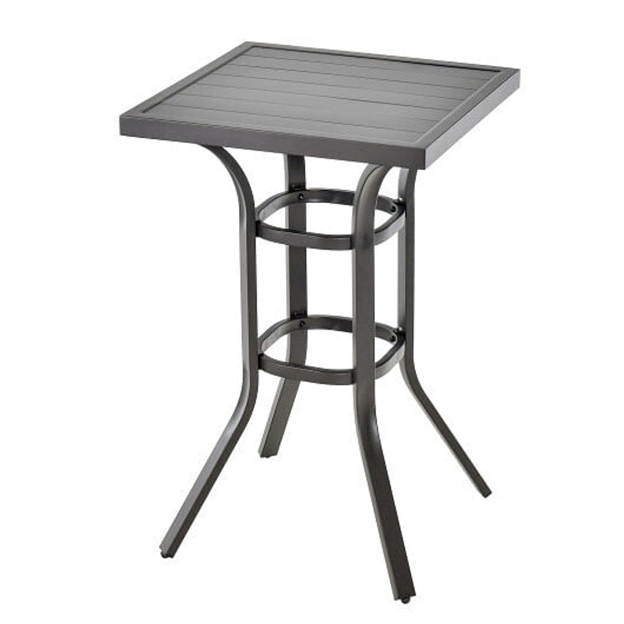 24 Inch Patio Bar Height Table with Aluminum Tabletop and Adjustable Foot Pads