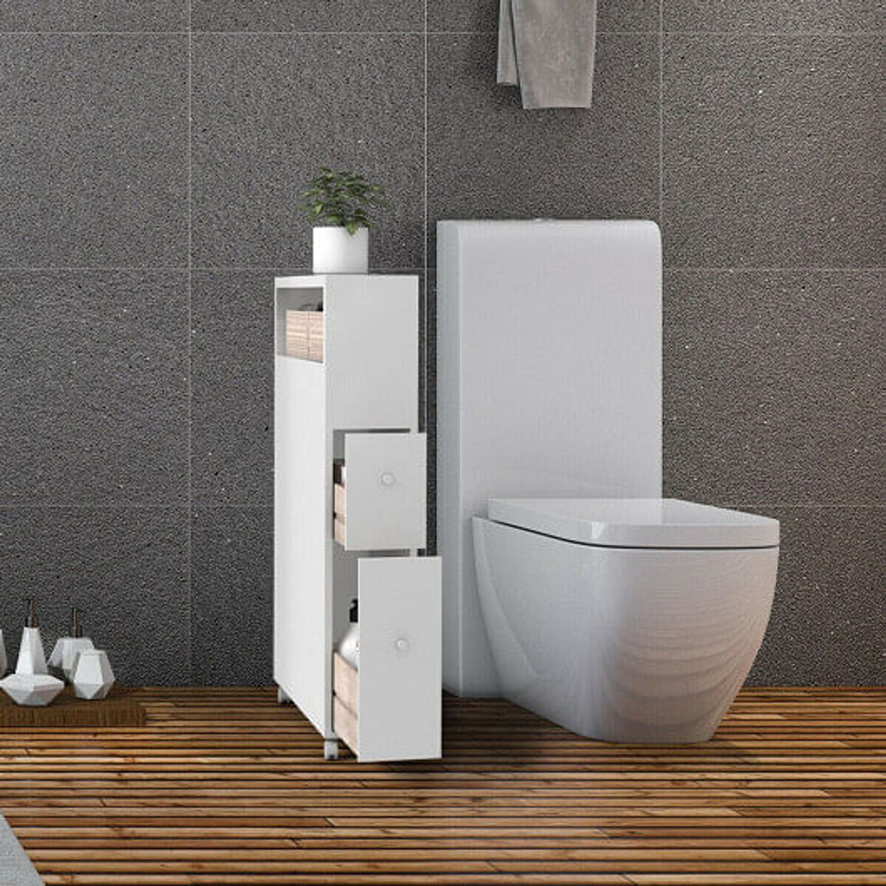 Slim Bathroom Storage Cabinet with 2 Slide Out Drawers