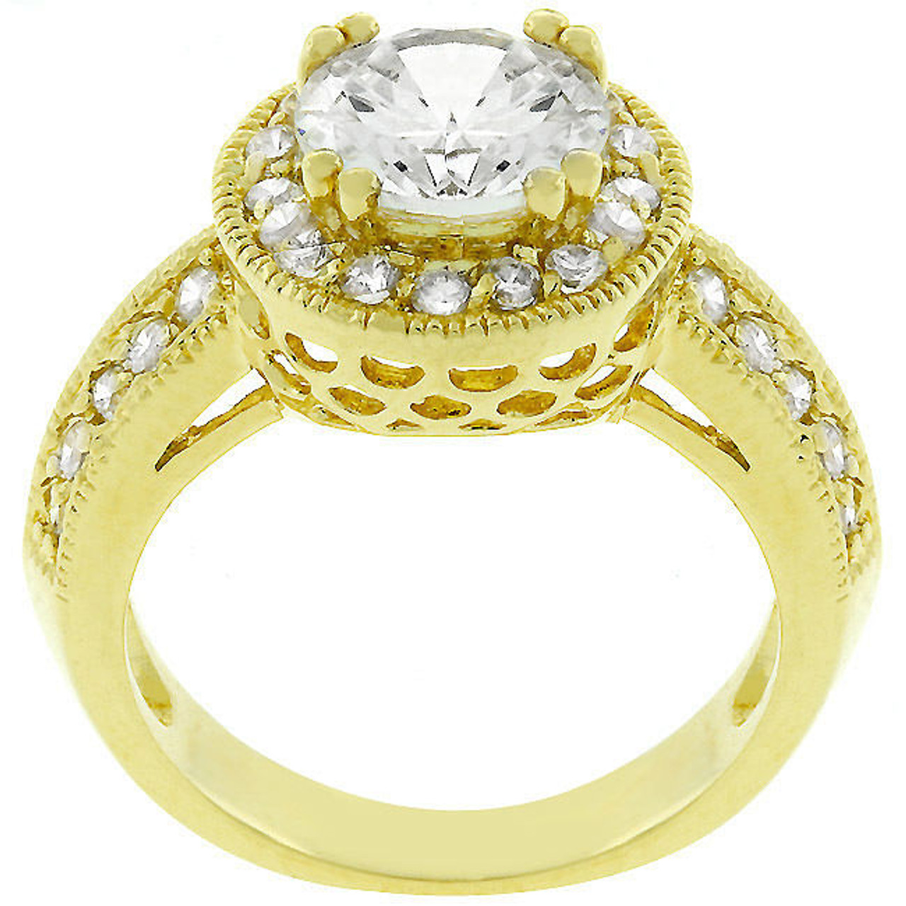 Pave Halo Vintage Crown Ring