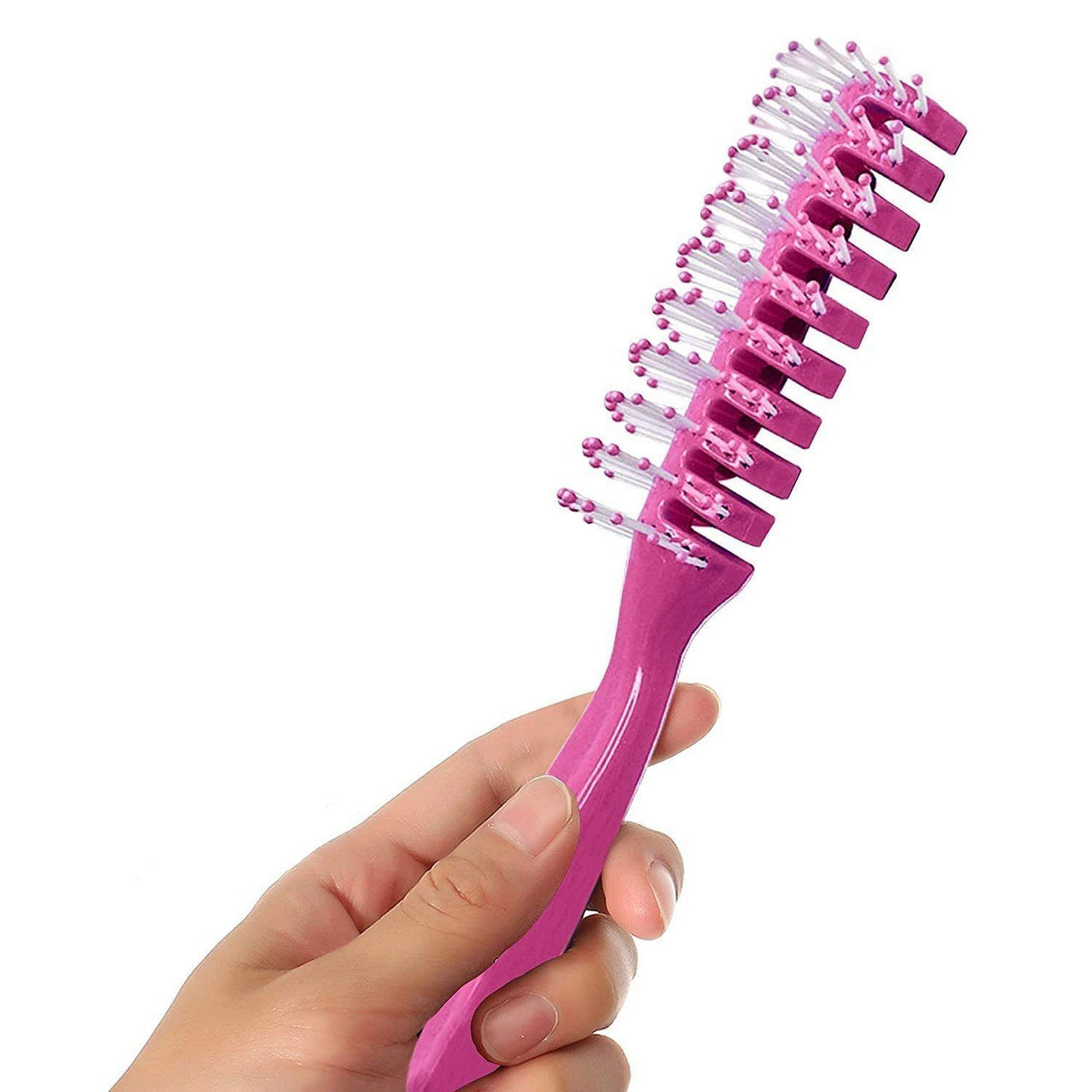 Pink Vent Hairbrush 8'; Hard Bristle Brush for Hair Pack of 12; Plastic Hair Brushes for Women and 