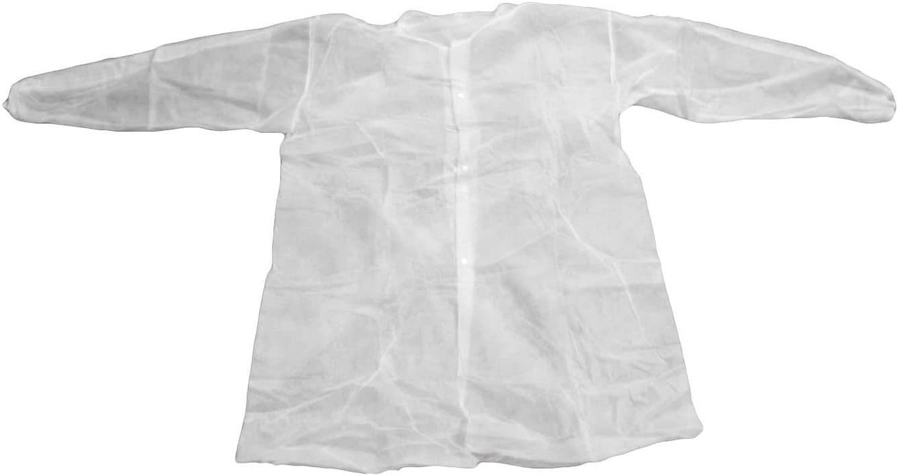 Pack of 30 White Lab Coats. Unisex Disposable Polypropylene Labcoat. X-Large Size. Hook and Loop Fa