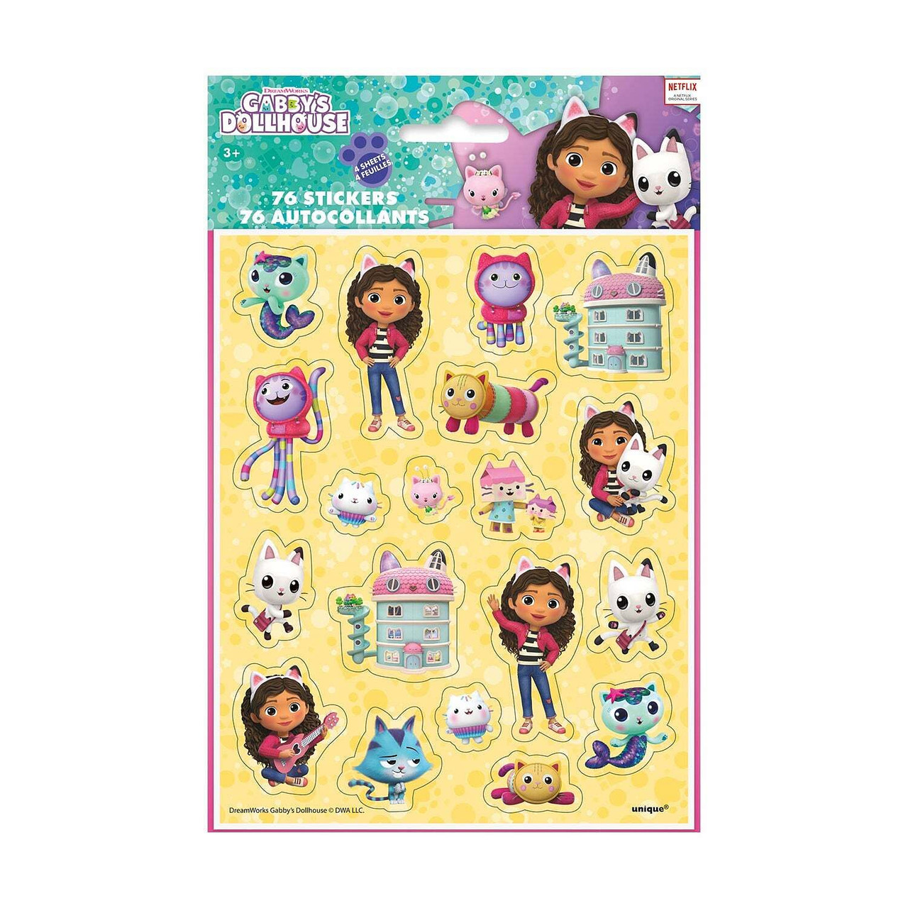 Gabby's Dollhouse Party Favor Sticker Sheets [4 per Pack]