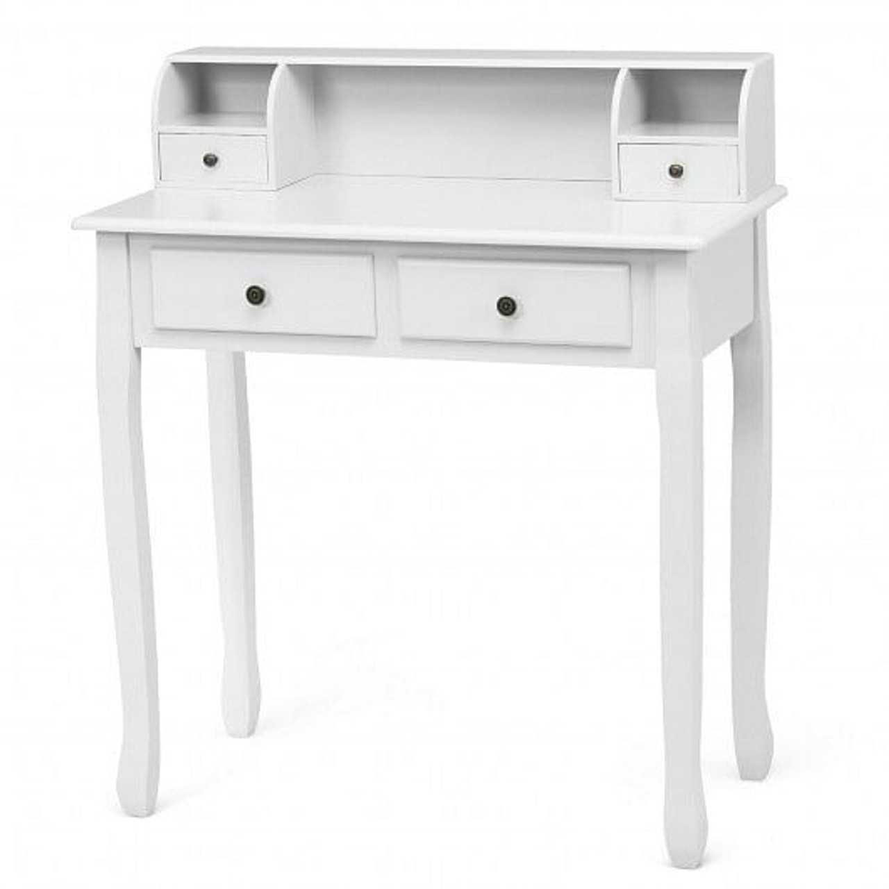 Writing Desk 2-Tier Vanity Desk Computer Desk with 4 Drawers-Pink