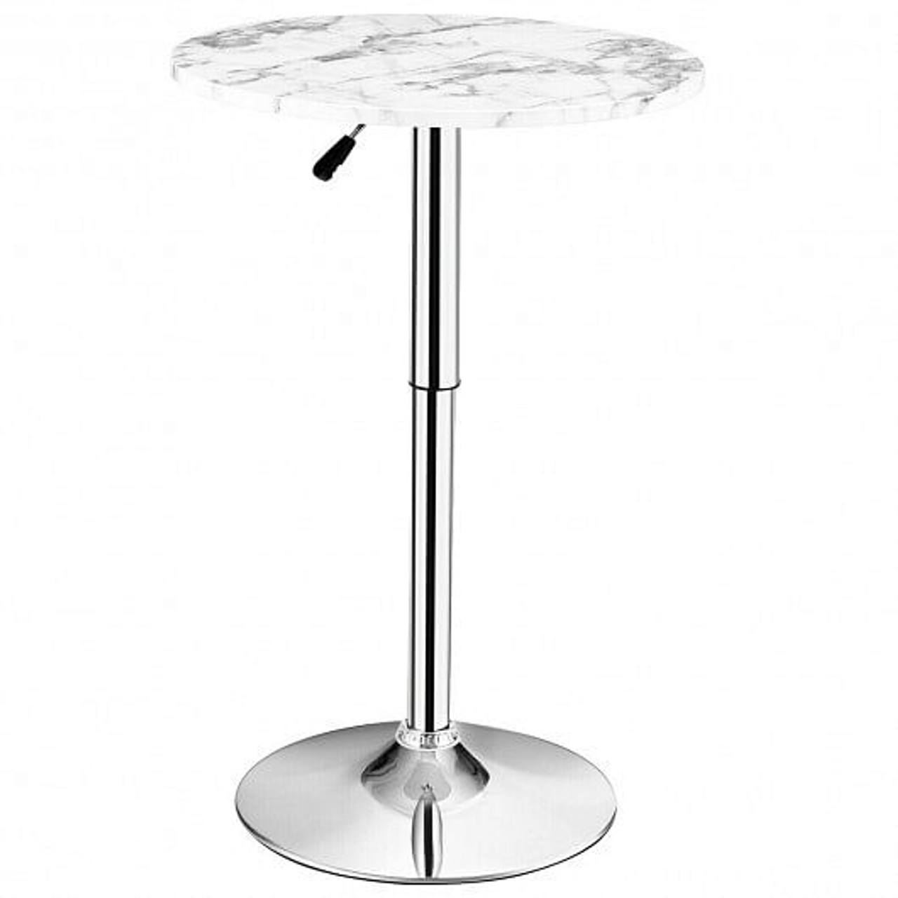 360?° Swivel Cocktail Pub Table with Sliver Leg and Base-White