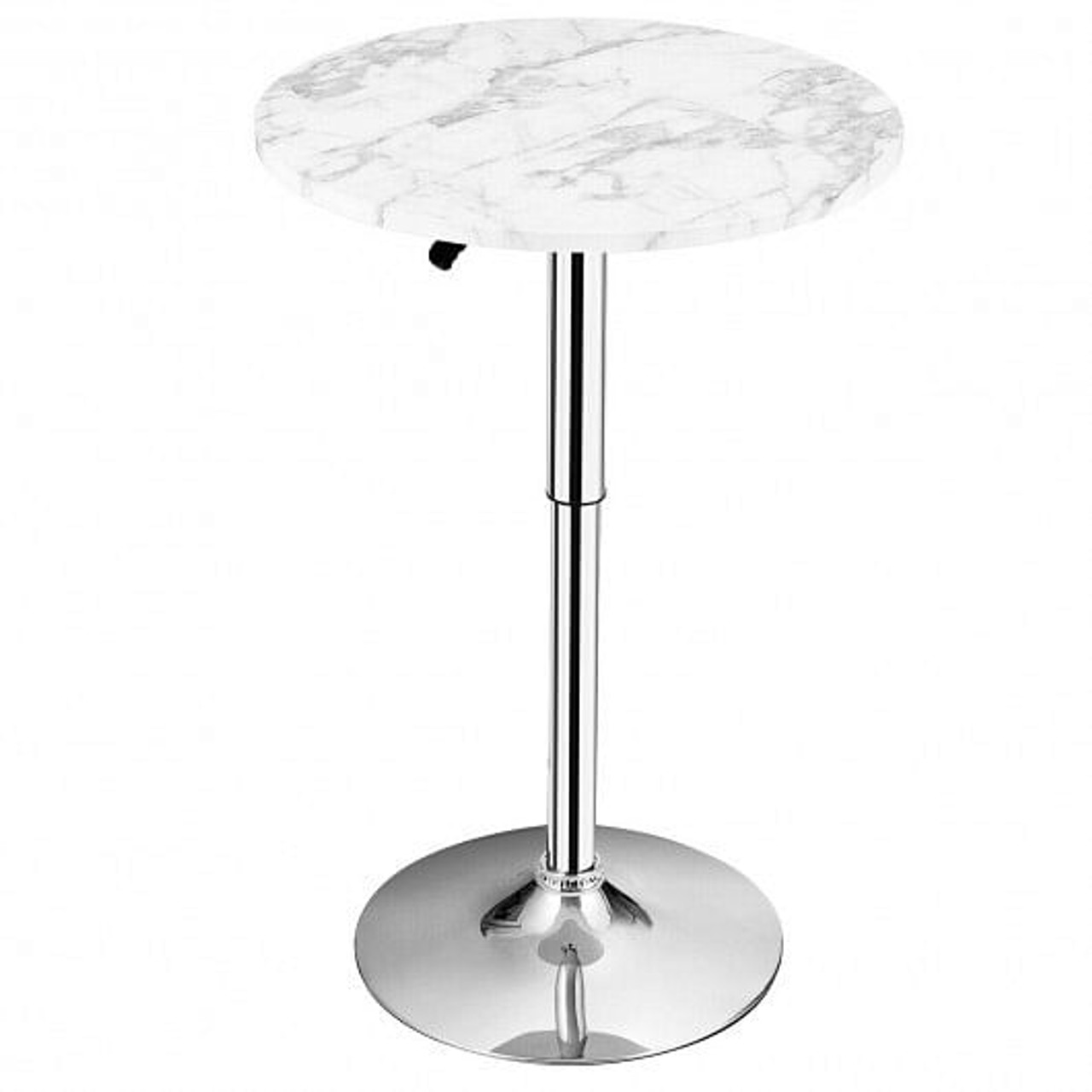360?° Swivel Cocktail Pub Table with Sliver Leg and Base-White
