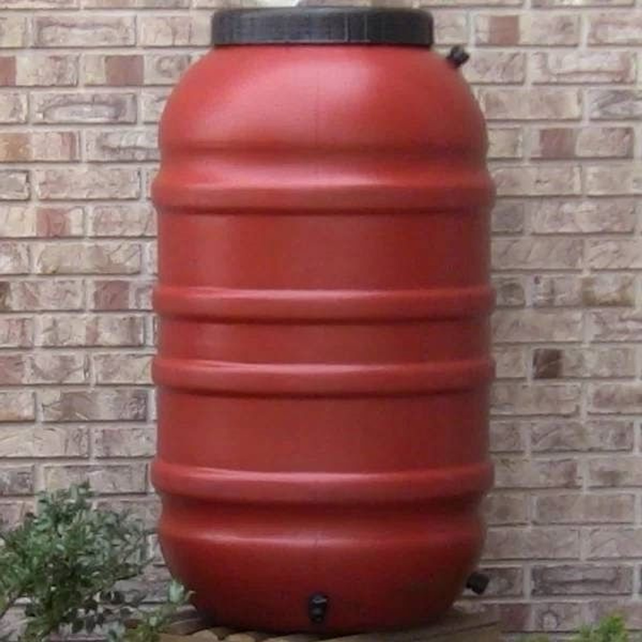 Terra Cotta Red HDPE Plastic 55-Gallon Rain Barrel with Spigot
