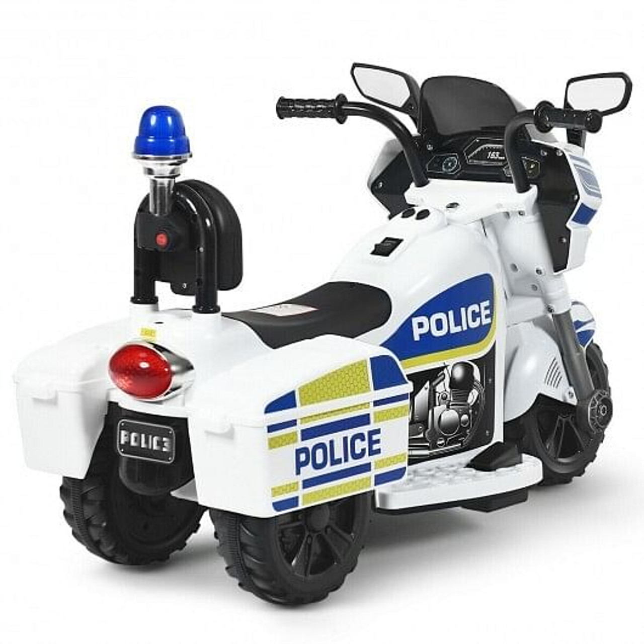 6V 3-Wheel Kids Police Ride On Motorcycle with Backrest