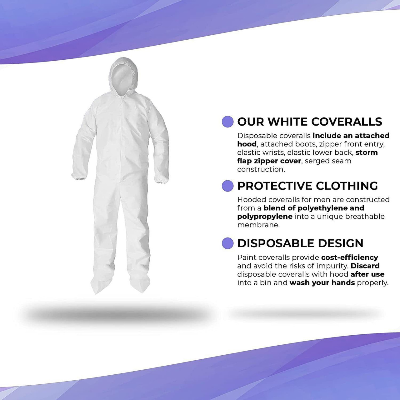 AMZ Medical Supply Disposable Coveralls for Men, Women 4X-Large, 25 Pack of 60 GSM Microporous Whit