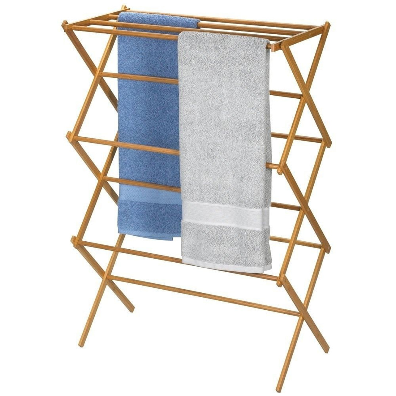 Folding Laundry Clothes Drying Rack in Bamboo Wood
