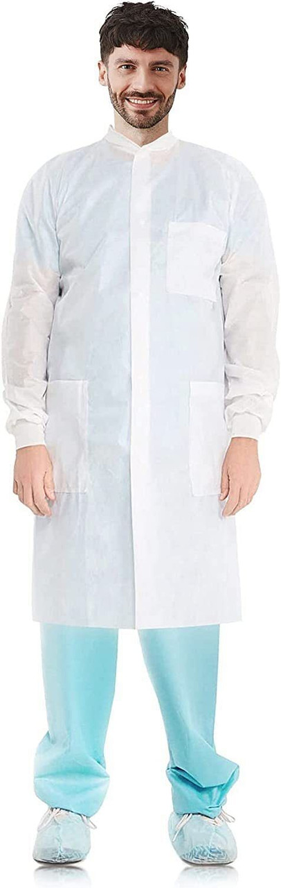 EZGOODZ White Disposable Lab Coat Women and Men, Pack of 10 Large Disposable Lab Coats for Adults, 