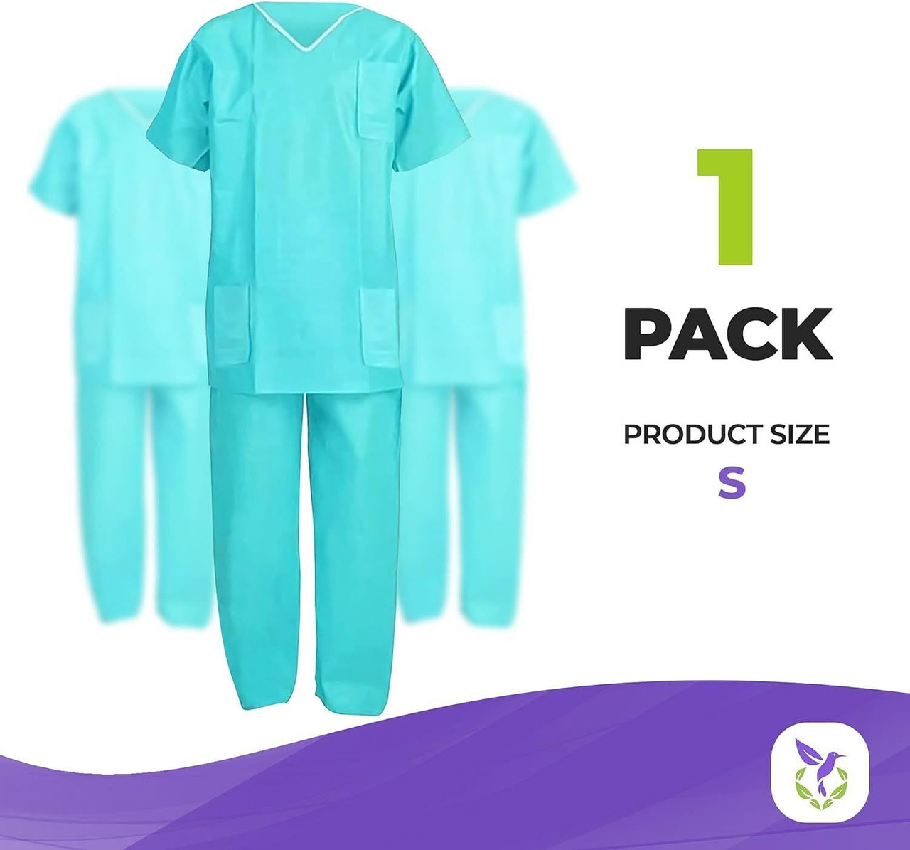 Disposable Uniform Suit Set. Teal SMS Shirts and Pants 42 GSM. Anti-Static Small Shirts with V-Neck